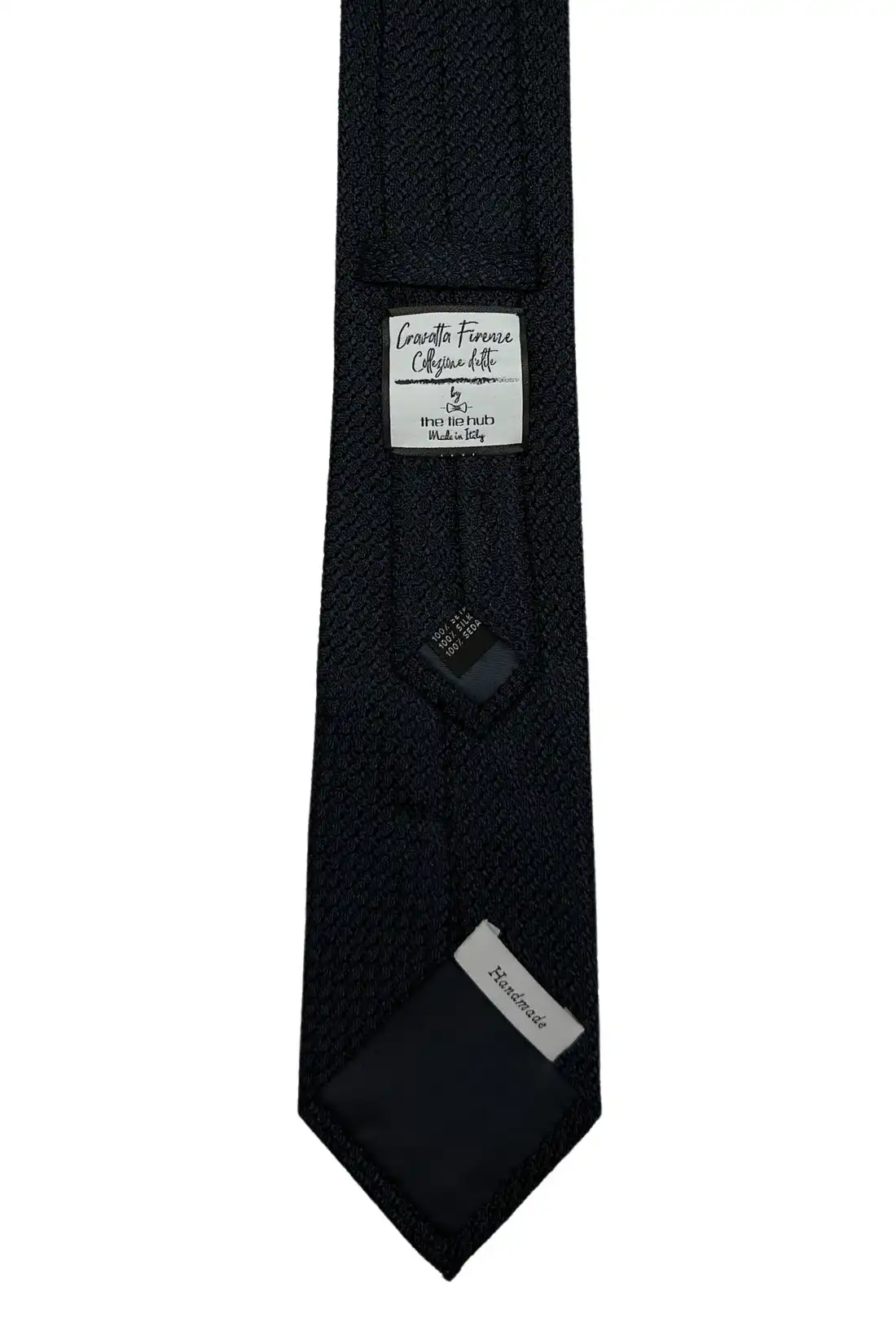 Black Solid Grenadine Silk Necktie for Men