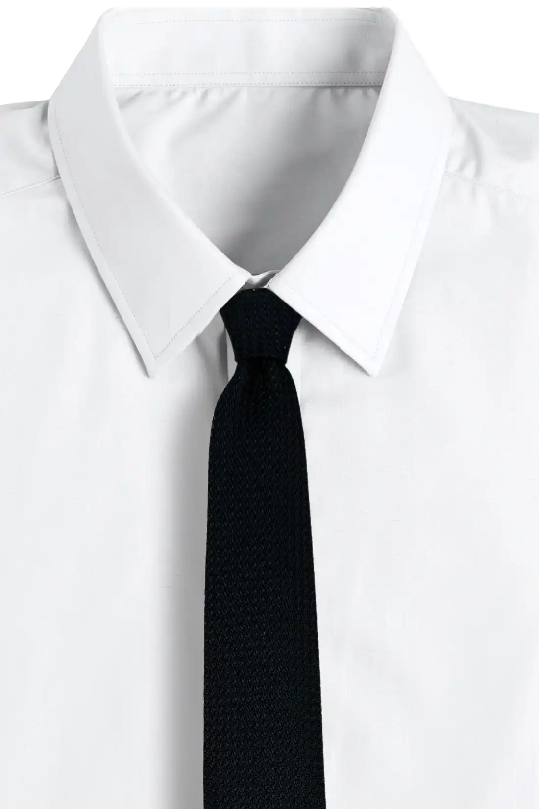 Black Solid Grenadine Silk Necktie for Men