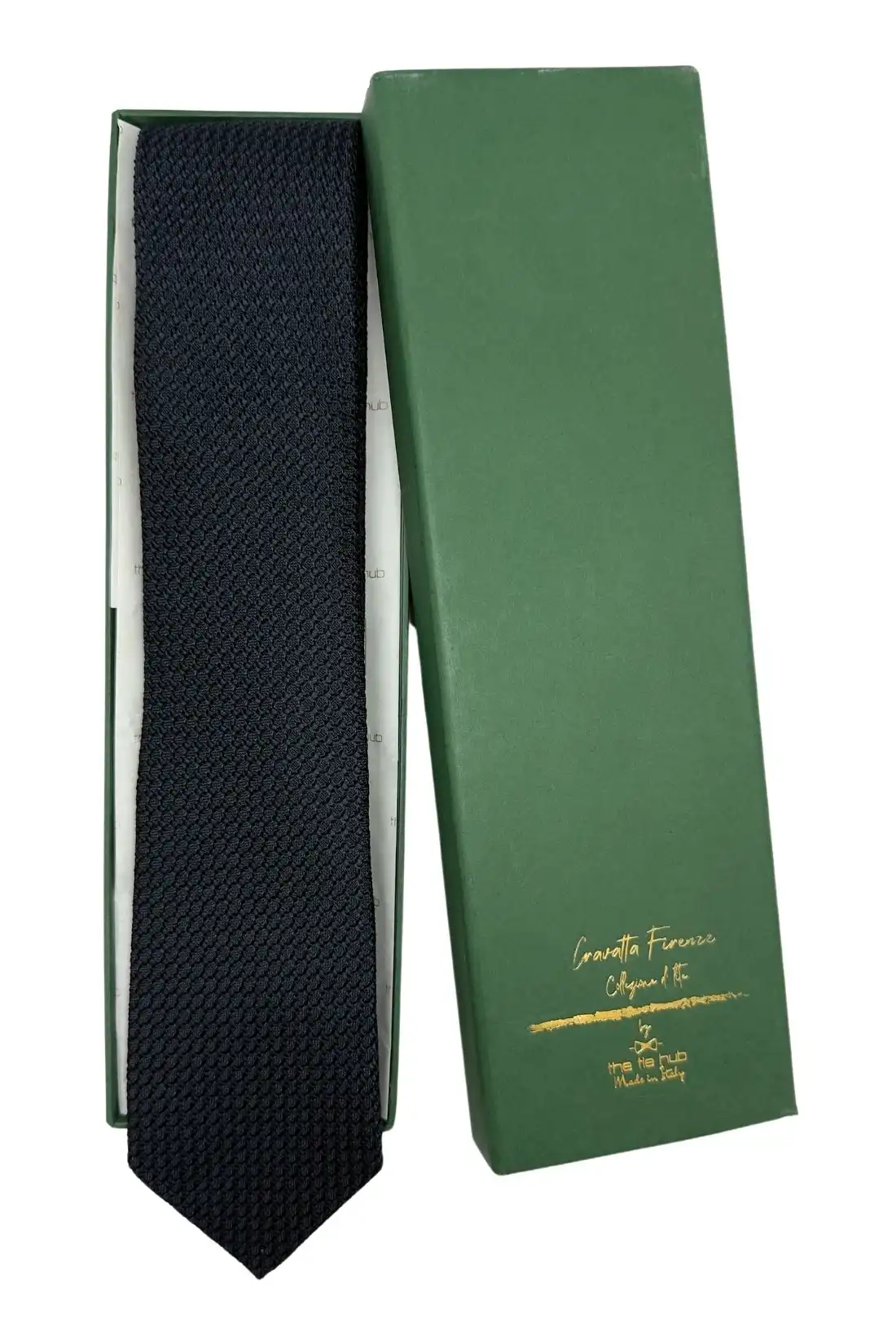 Black Solid Grenadine Silk Necktie for Men