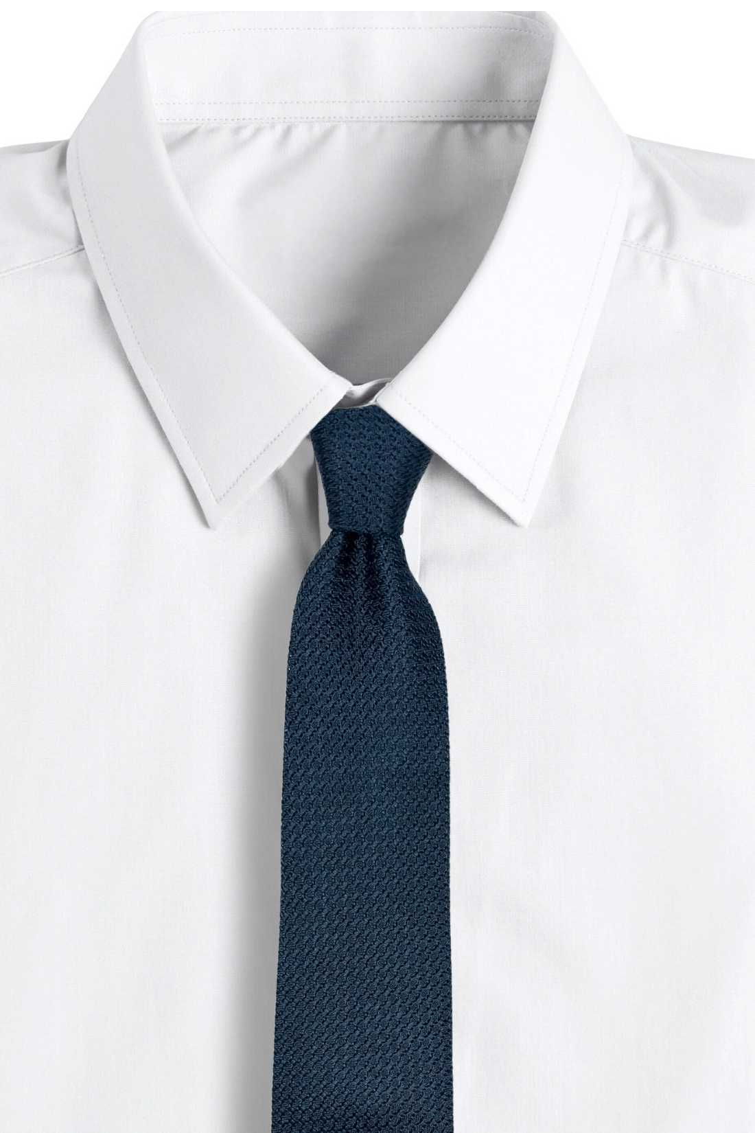 Blue Solid Grenadine Silk Necktie for Men