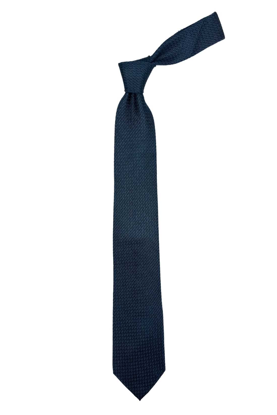 Blue Solid Grenadine Silk Necktie for Men