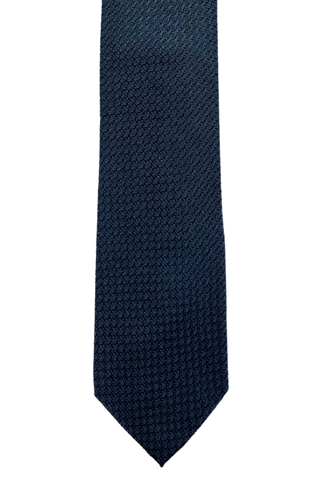 Blue Solid Grenadine Silk Necktie for Men