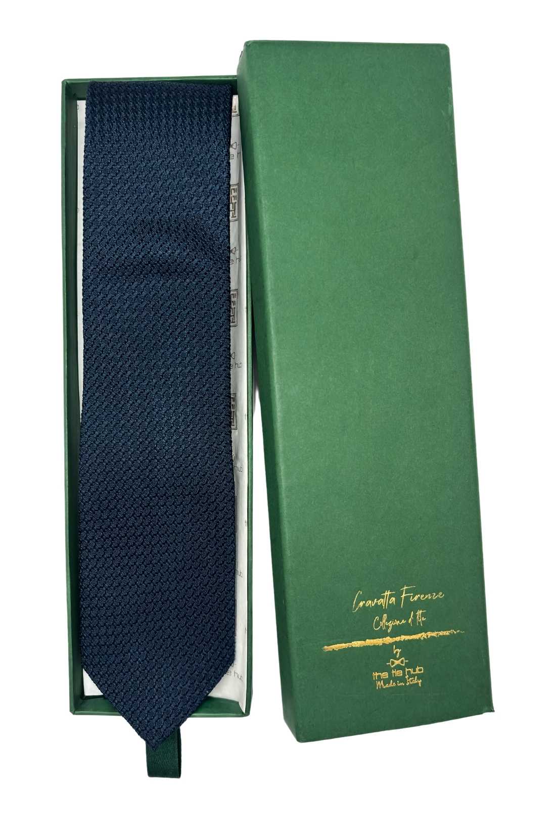 Blue Solid Grenadine Silk Necktie for Men