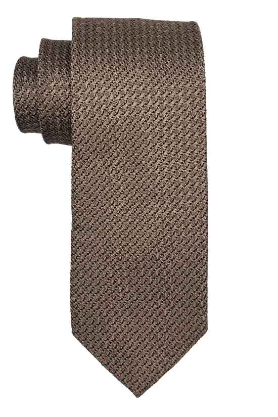 Brown Solid Grenadine Silk Necktie for Men