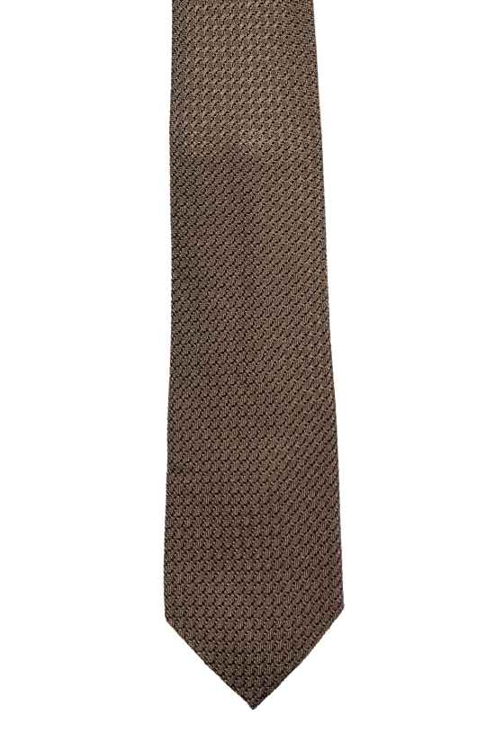 Brown Solid Grenadine Silk Necktie for Men
