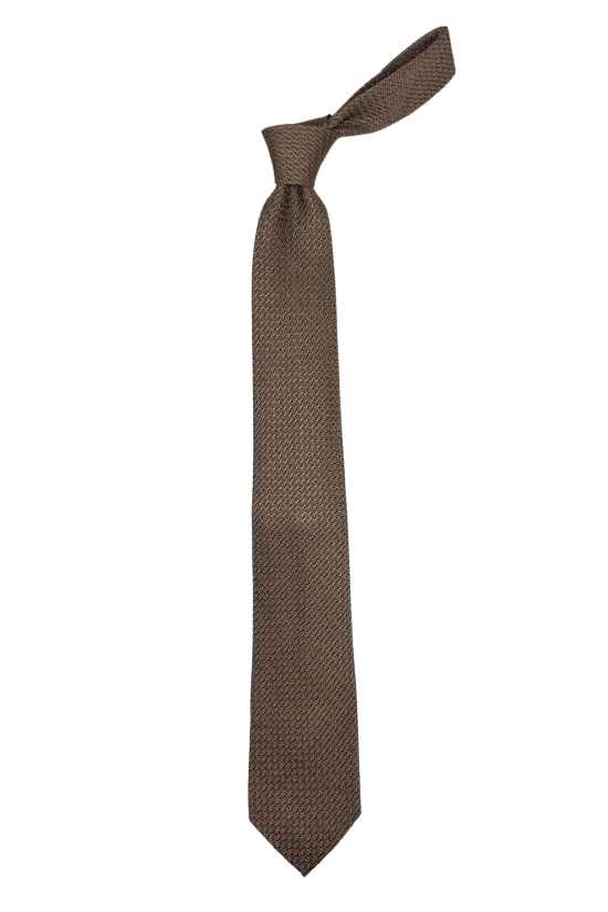 Brown Solid Grenadine Silk Necktie for Men