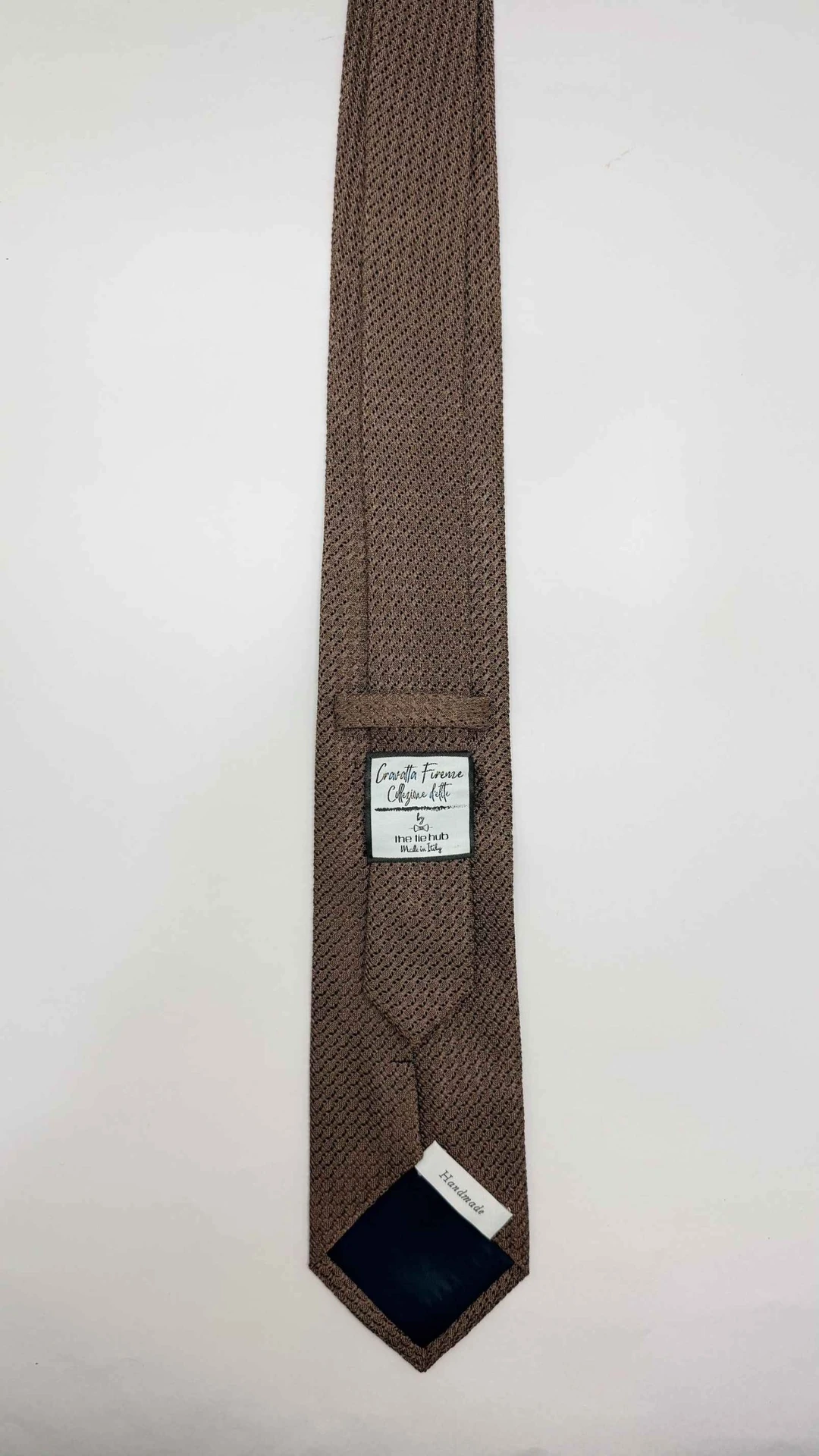Brown Solid Grenadine Silk Necktie for Men