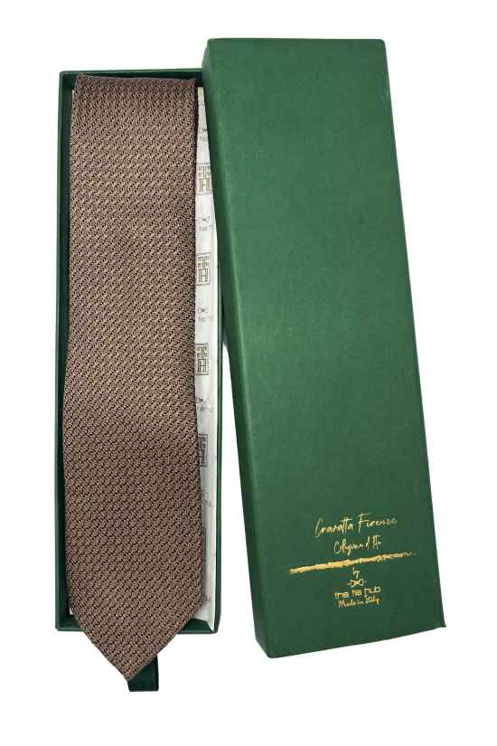 Brown Solid Grenadine Silk Necktie for Men