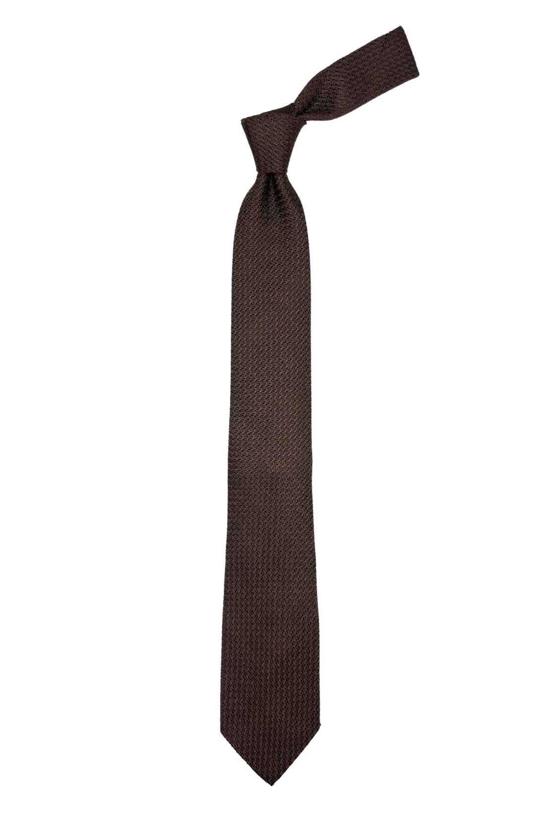Brown Solid Grenadine Silk Necktie for Men