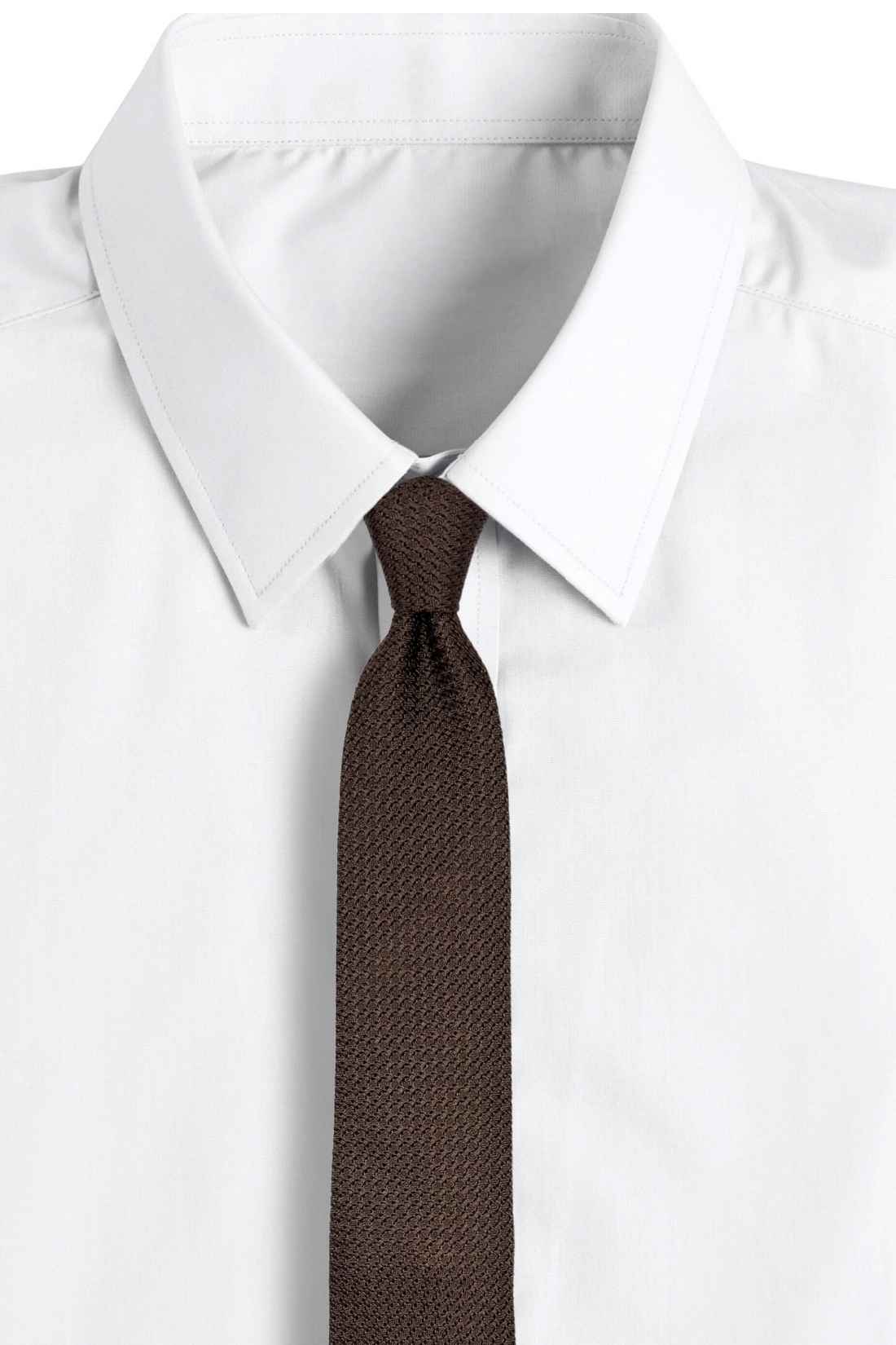 Brown Solid Grenadine Silk Necktie for Men