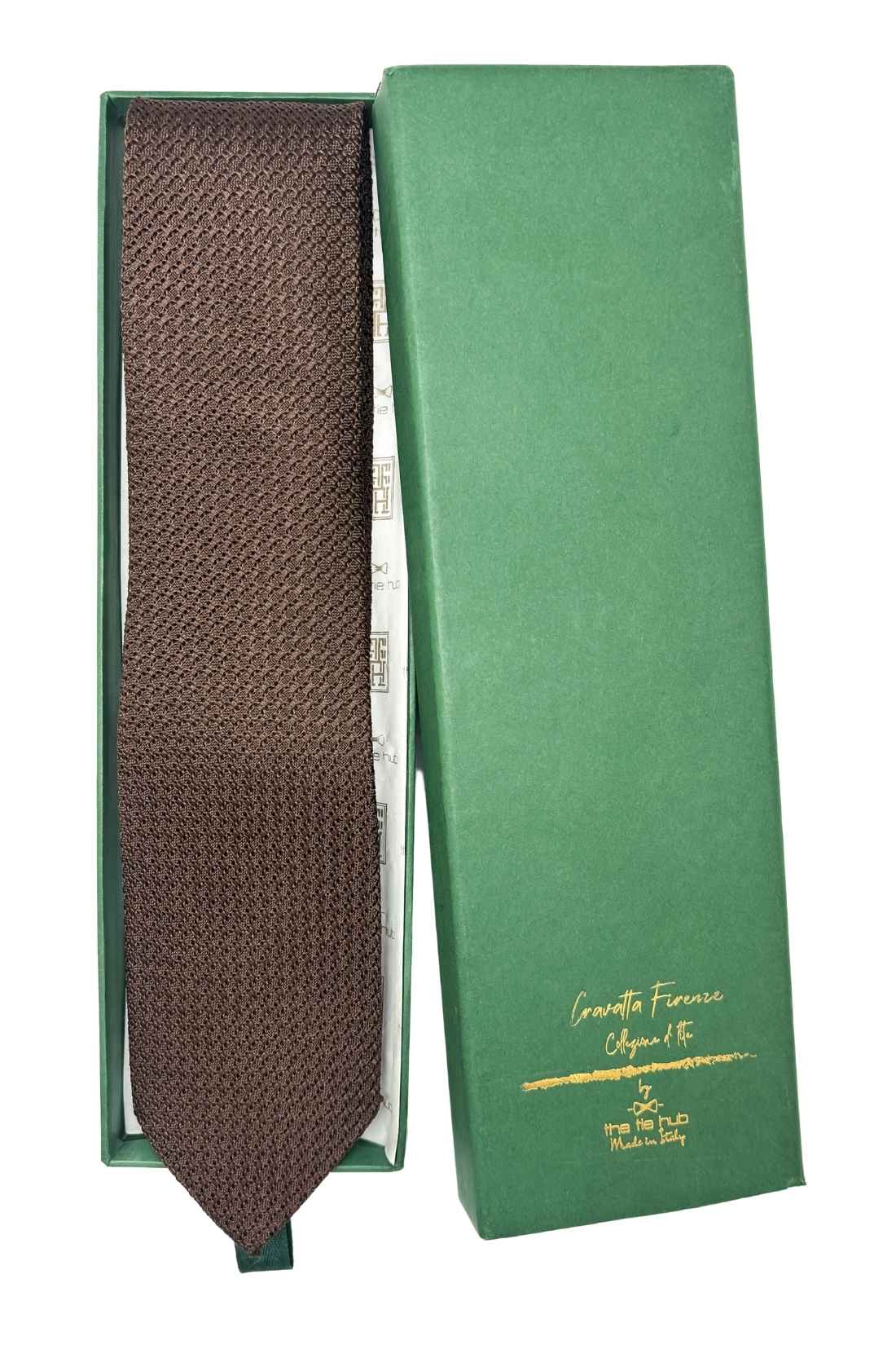 Brown Solid Grenadine Silk Necktie for Men
