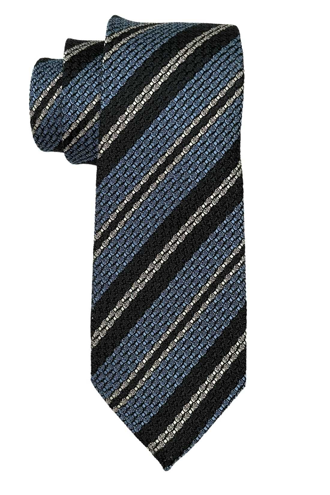 Blue Striped Grenadine Silk Necktie for Men