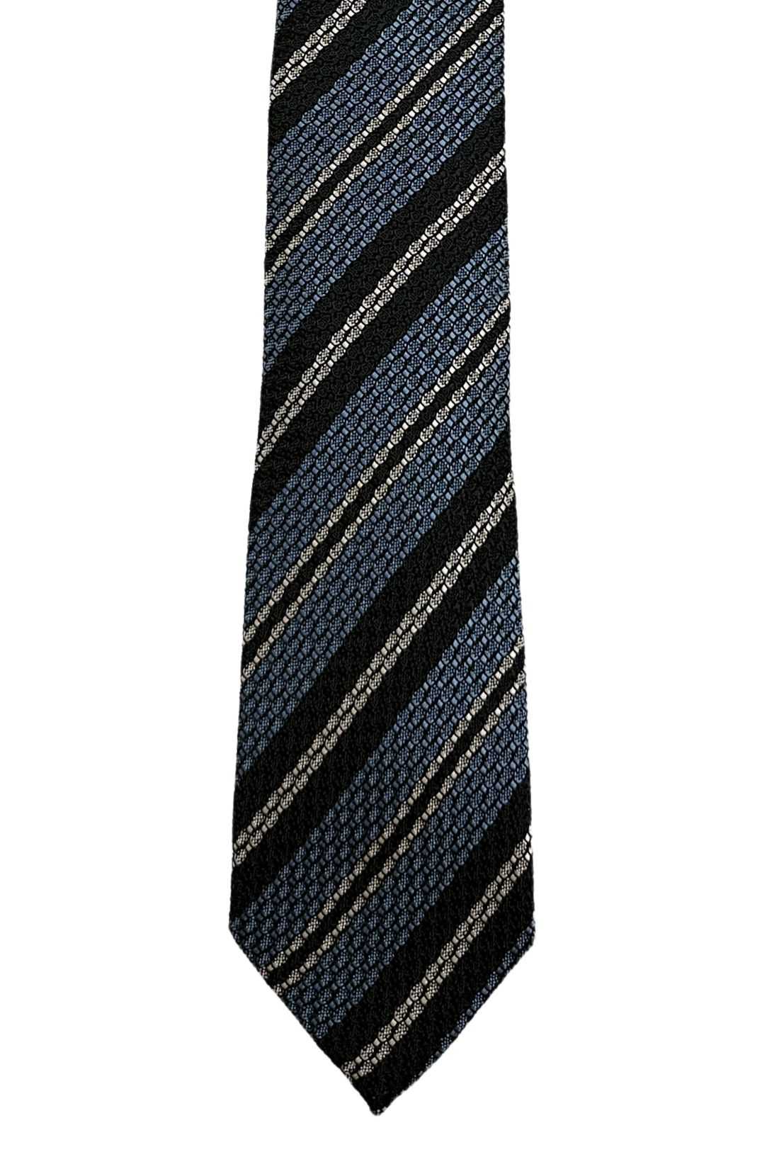 Blue Striped Grenadine Silk Necktie for Men