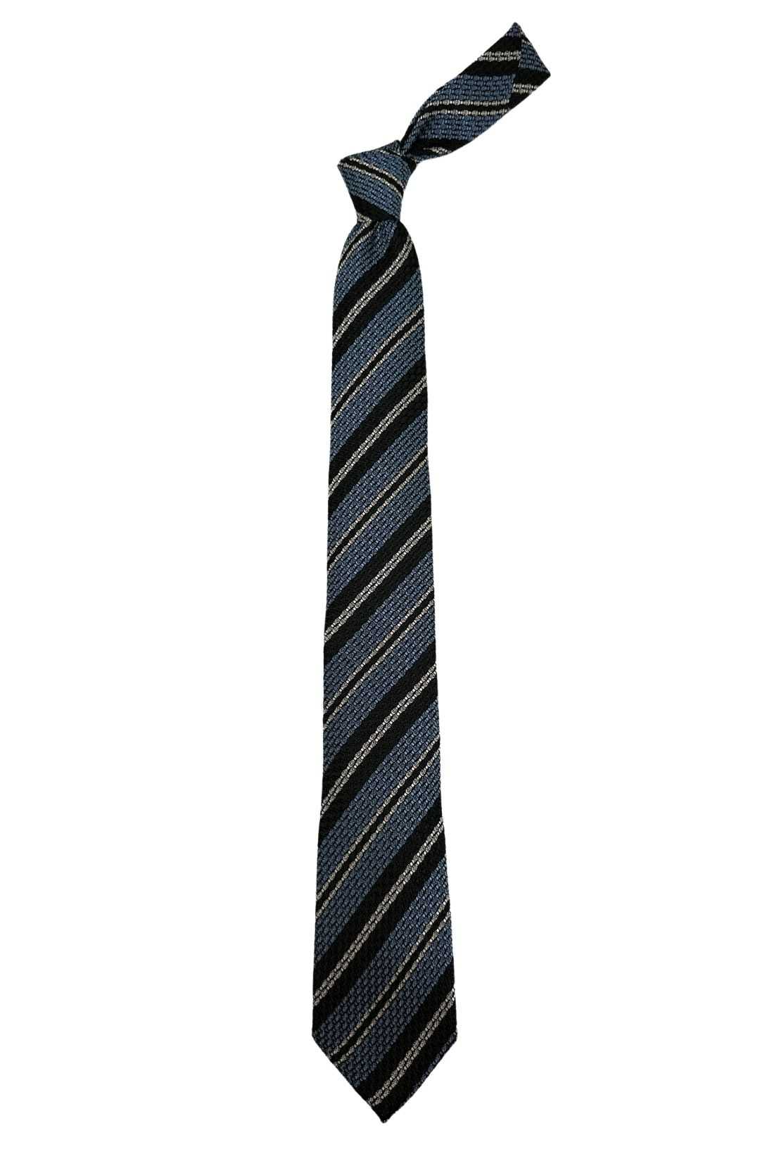 Blue Striped Grenadine Silk Necktie for Men