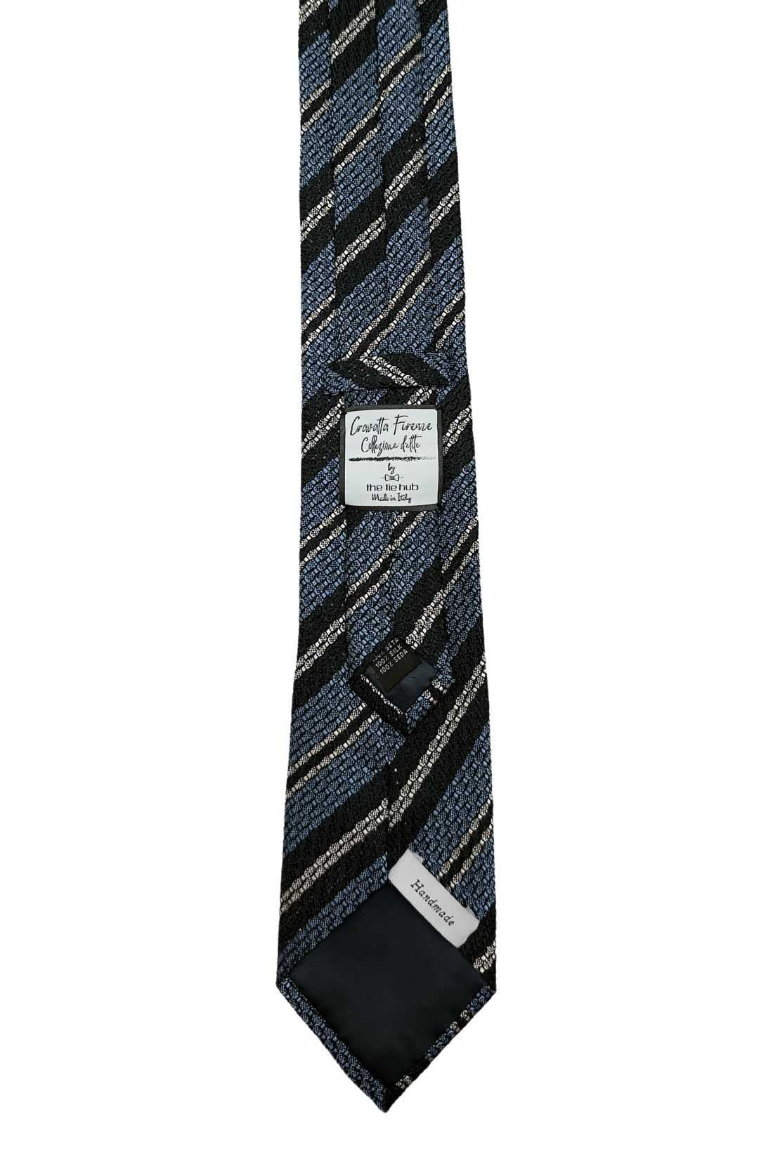 Blue Striped Grenadine Silk Necktie for Men
