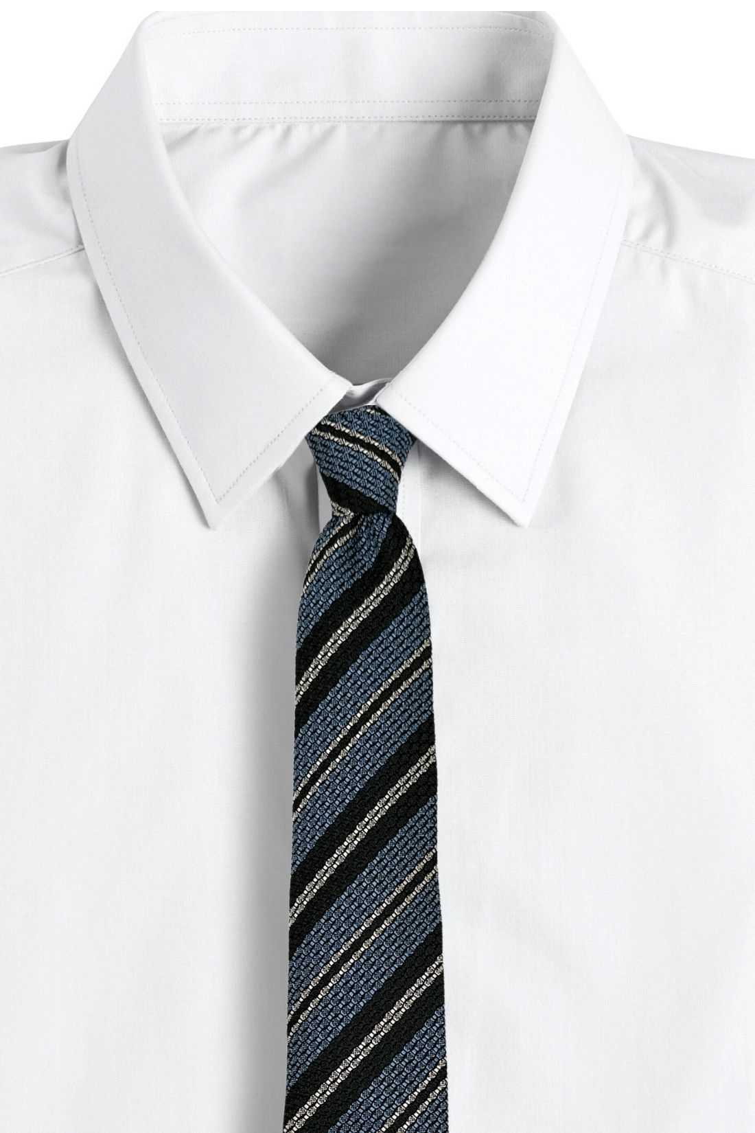 Blue Striped Grenadine Silk Necktie for Men