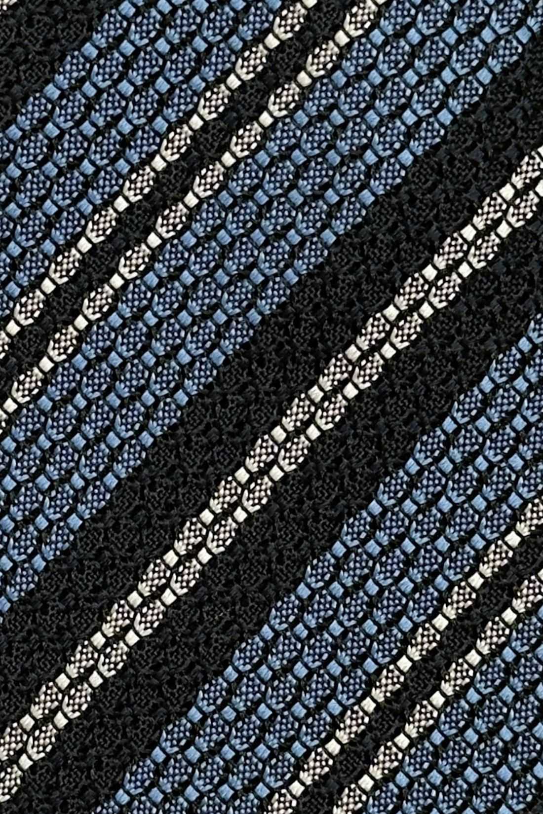 Blue Striped Grenadine Silk Necktie for Men
