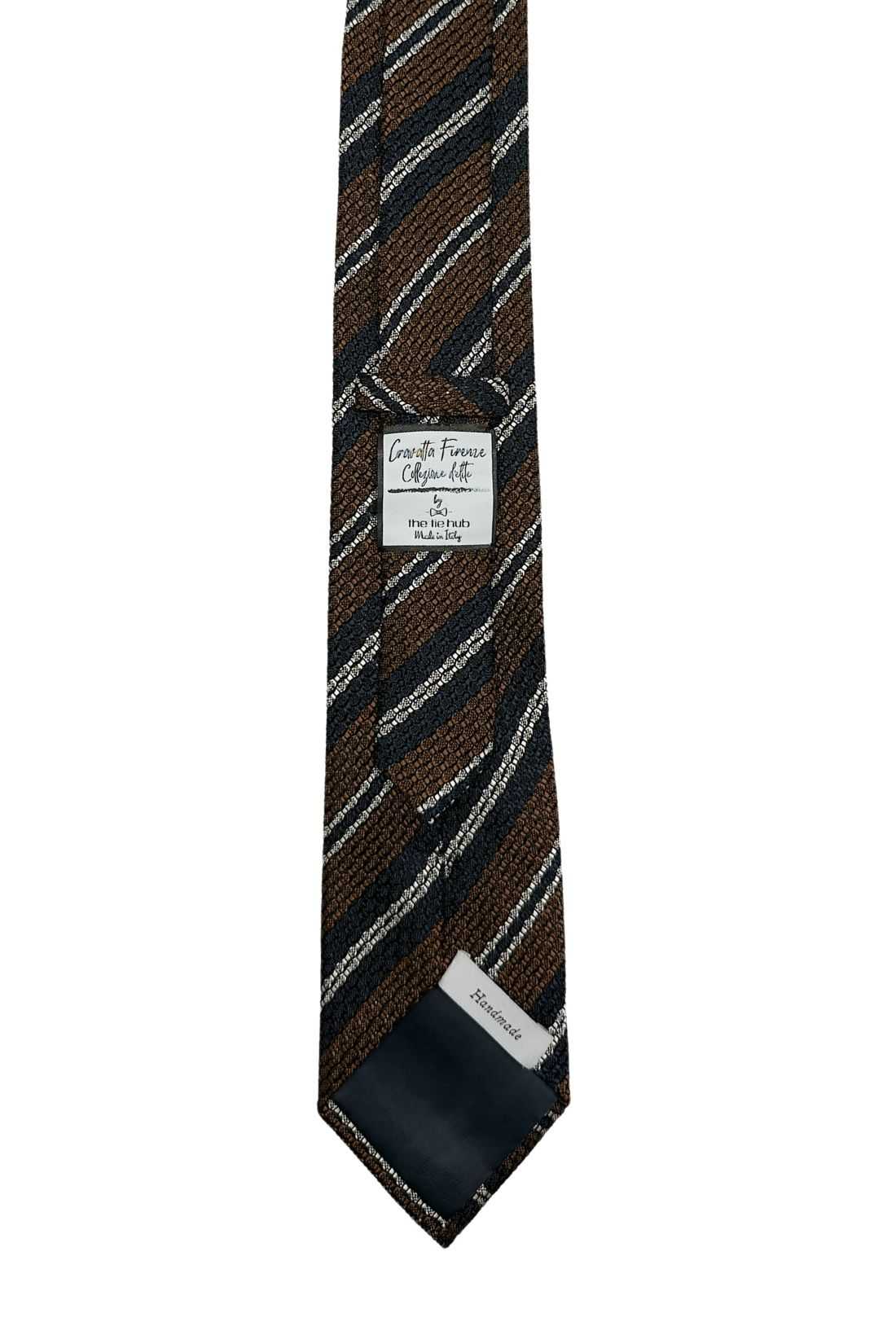 Brown Striped Grenadine Silk Necktie for Men