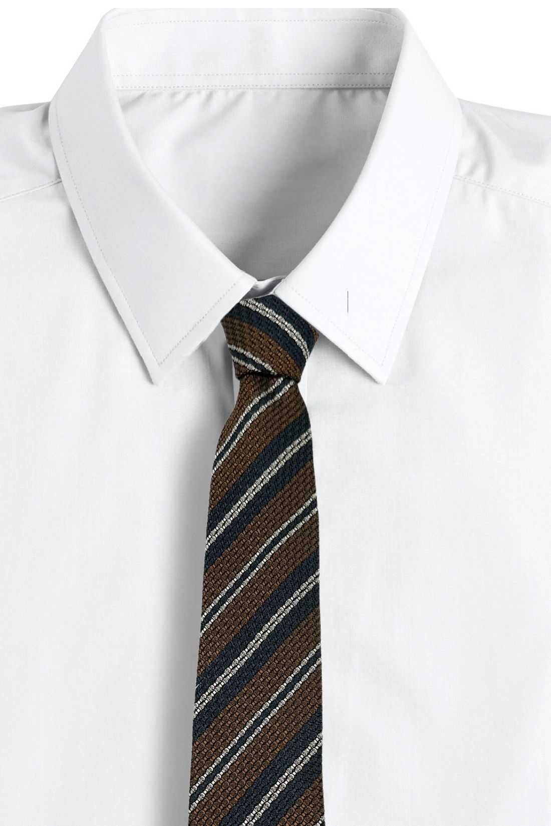 Brown Striped Grenadine Silk Necktie for Men