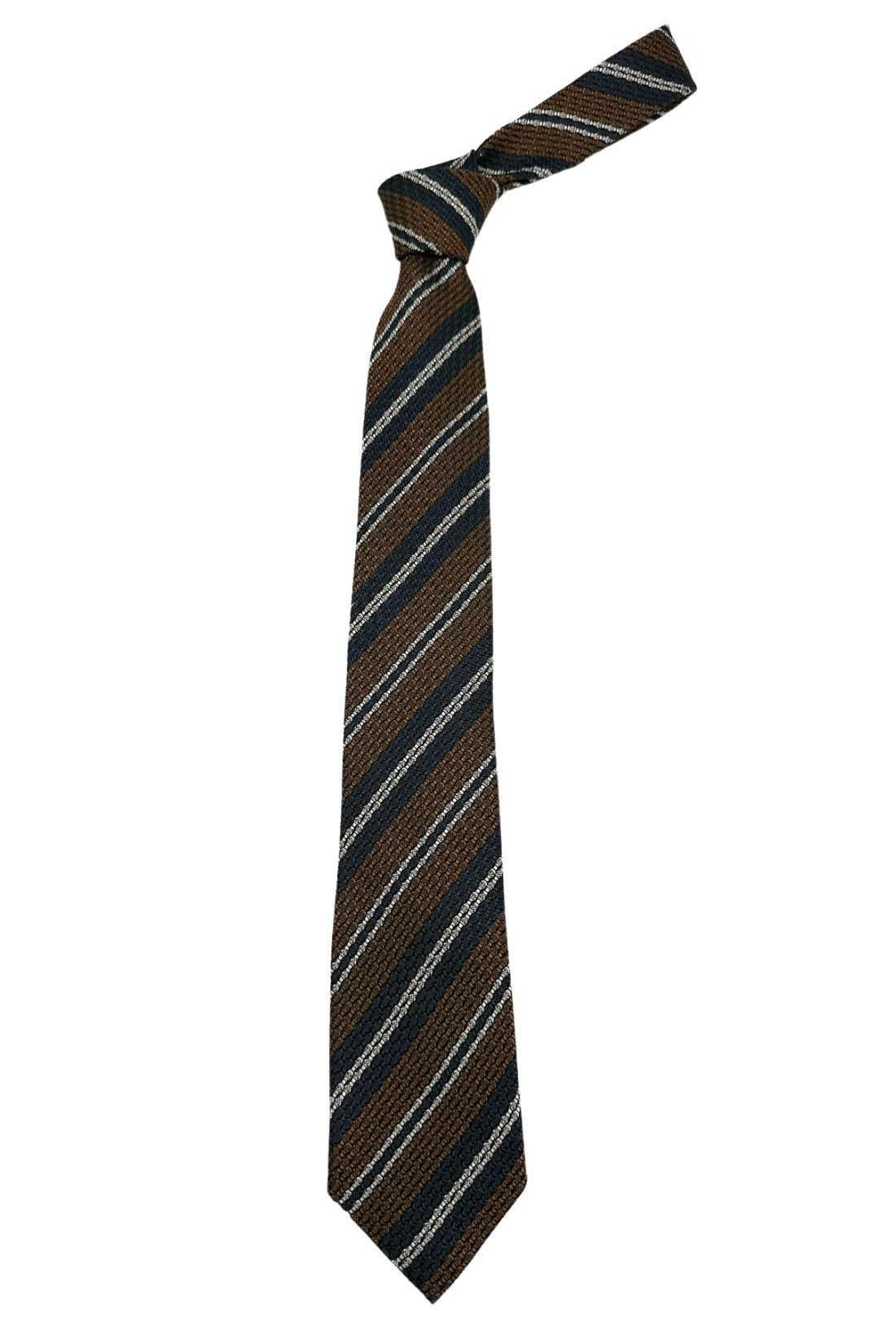 Brown Striped Grenadine Silk Necktie for Men