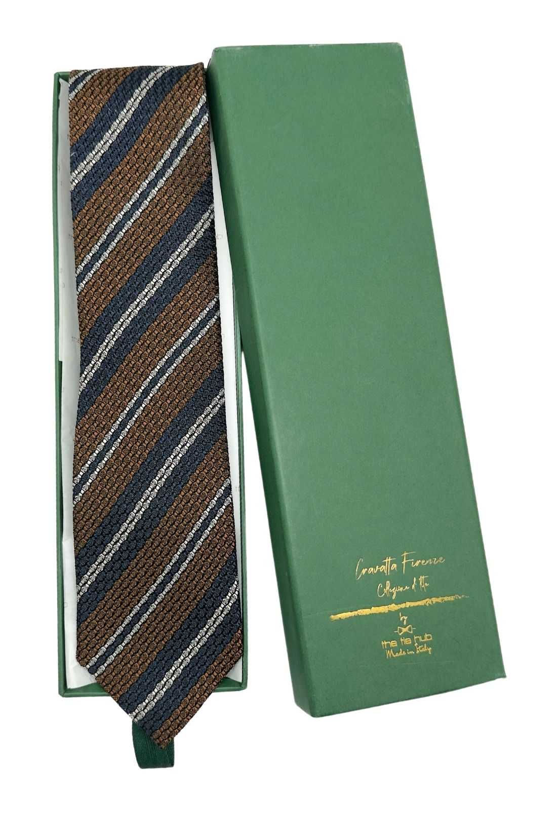 Brown Striped Grenadine Silk Necktie for Men