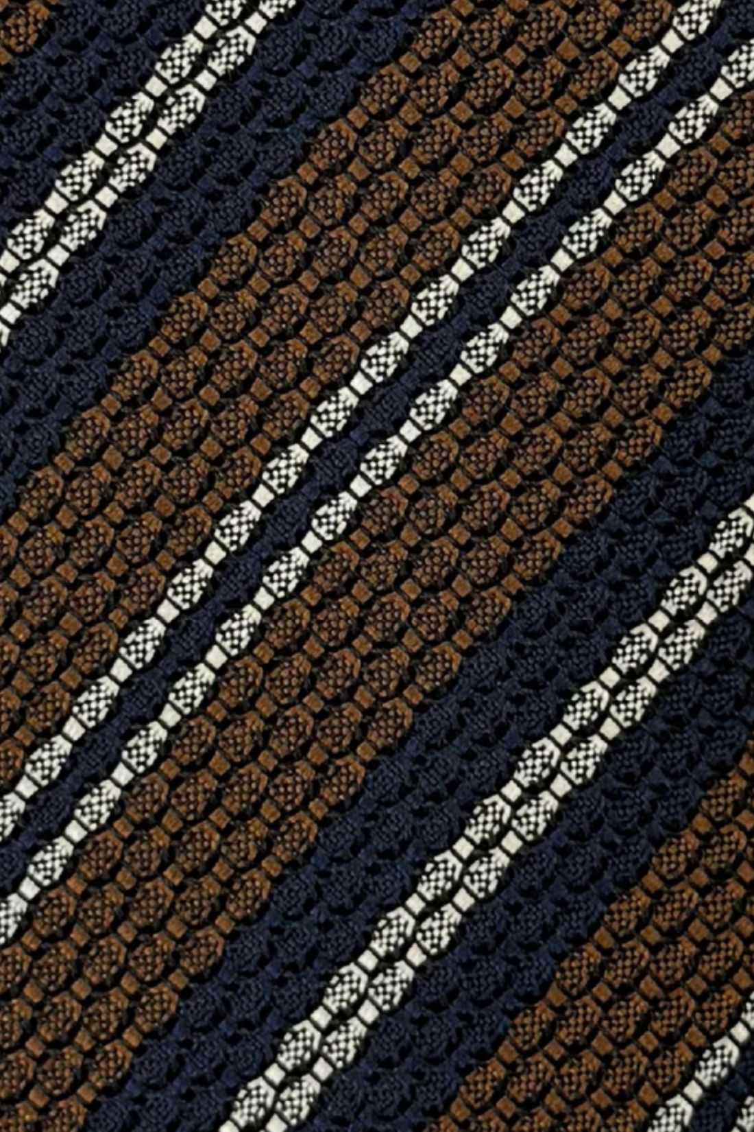 Brown Striped Grenadine Silk Necktie for Men