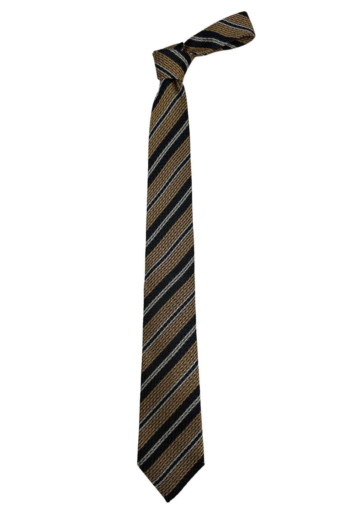 Yellow Striped Grenadine Silk Necktie for Men