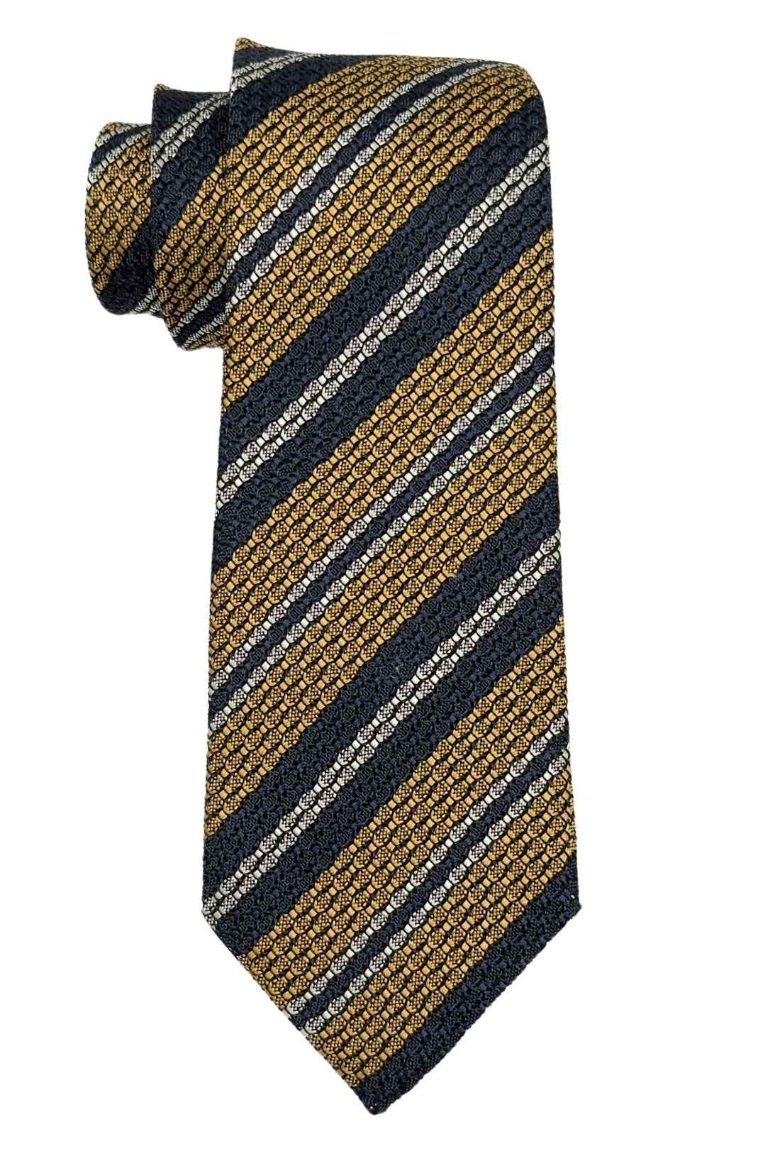 Yellow Striped Grenadine Silk Necktie for Men