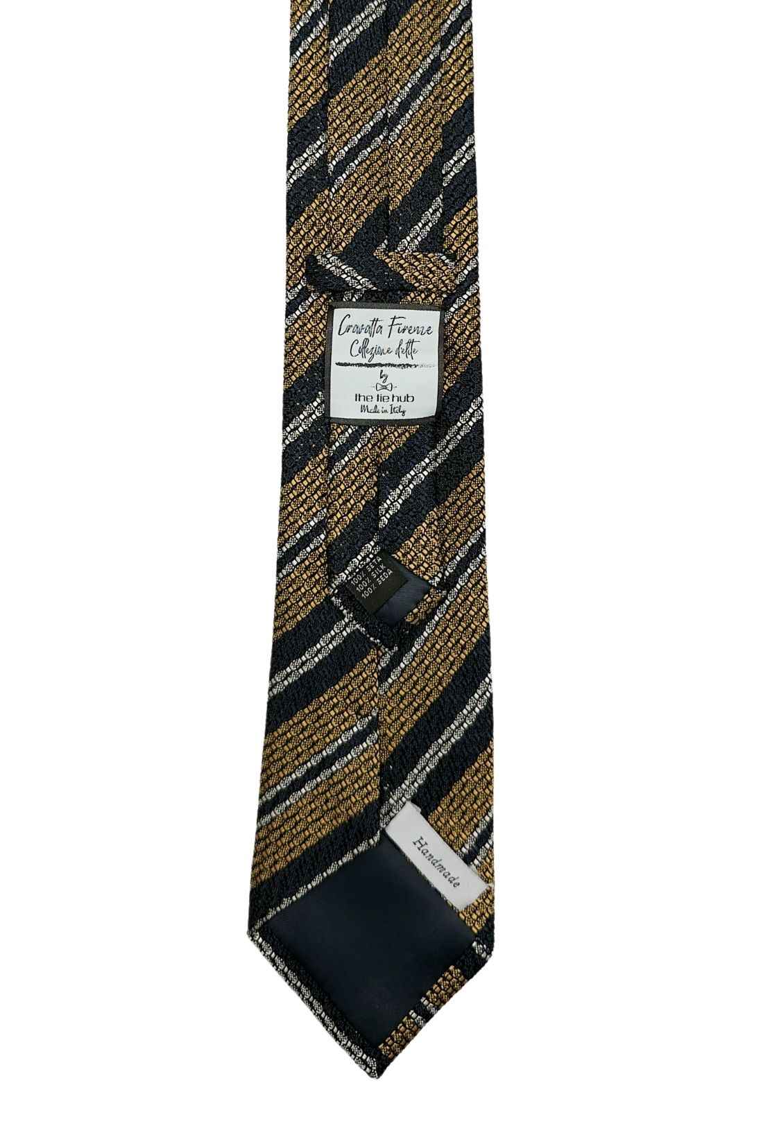 Yellow Striped Grenadine Silk Necktie for Men