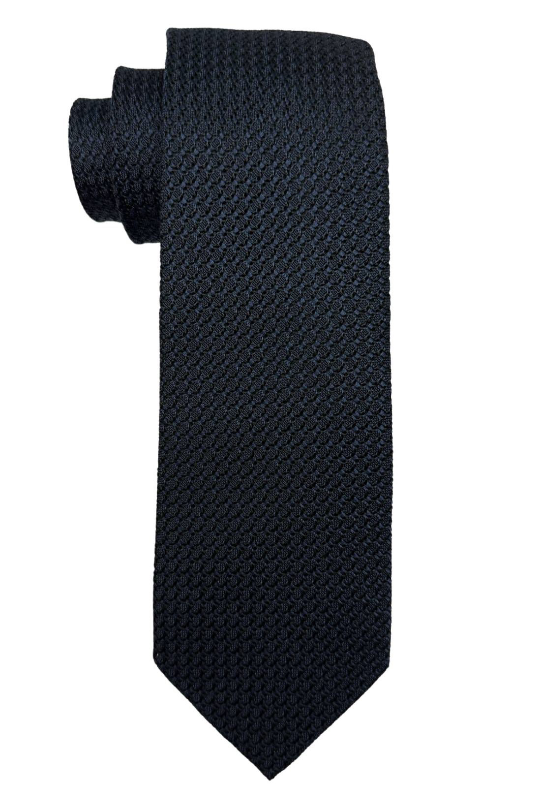 Black Solid Grenadine Silk Necktie for Men