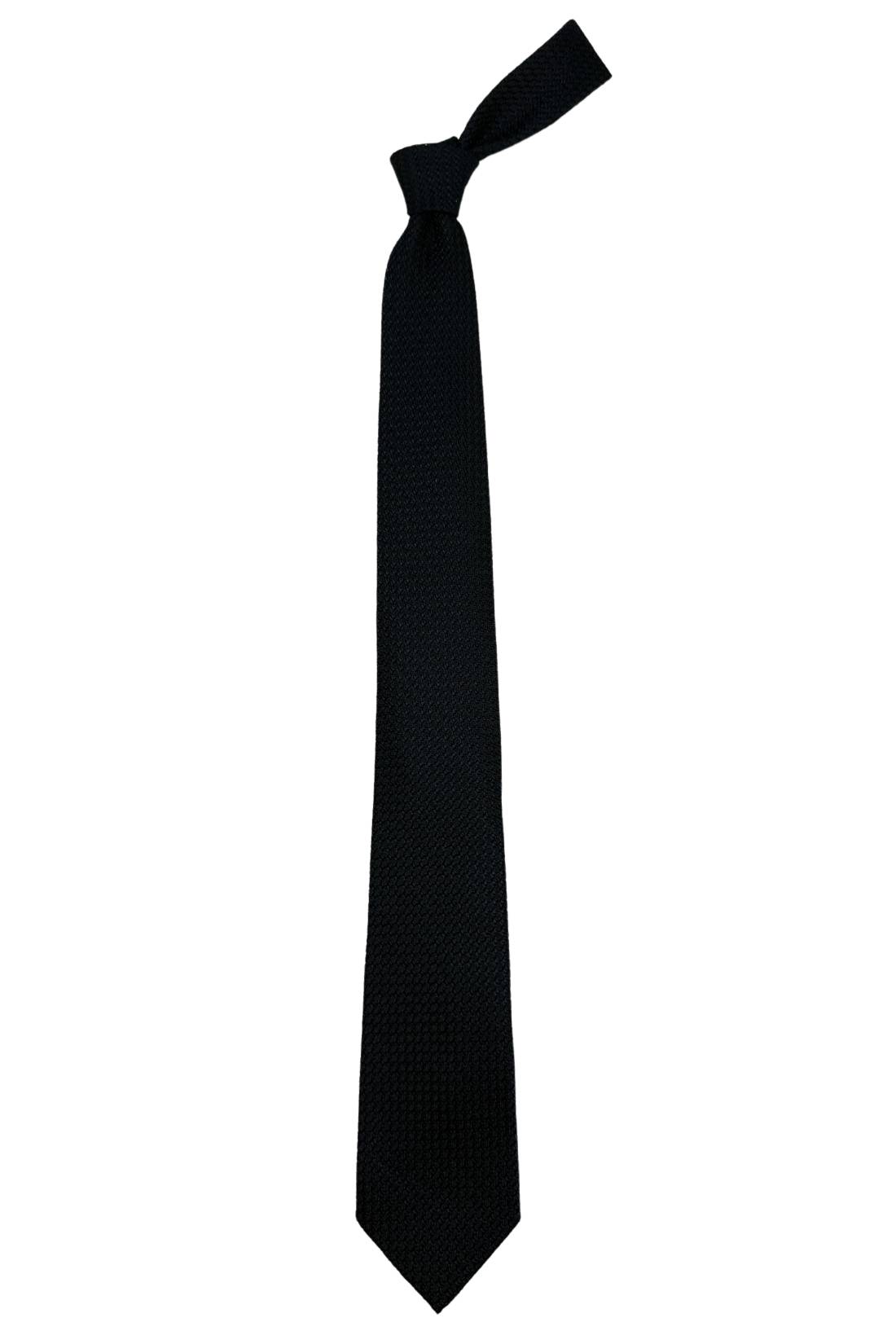 Black Solid Grenadine Silk Necktie for Men