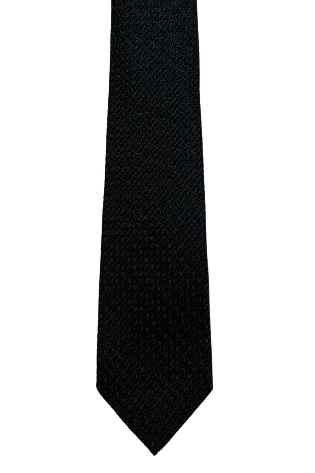 Black Solid Grenadine Silk Necktie for Men
