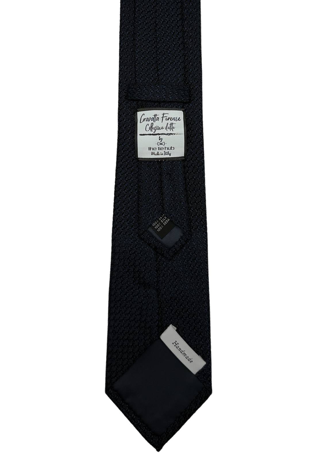 Black Solid Grenadine Silk Necktie for Men