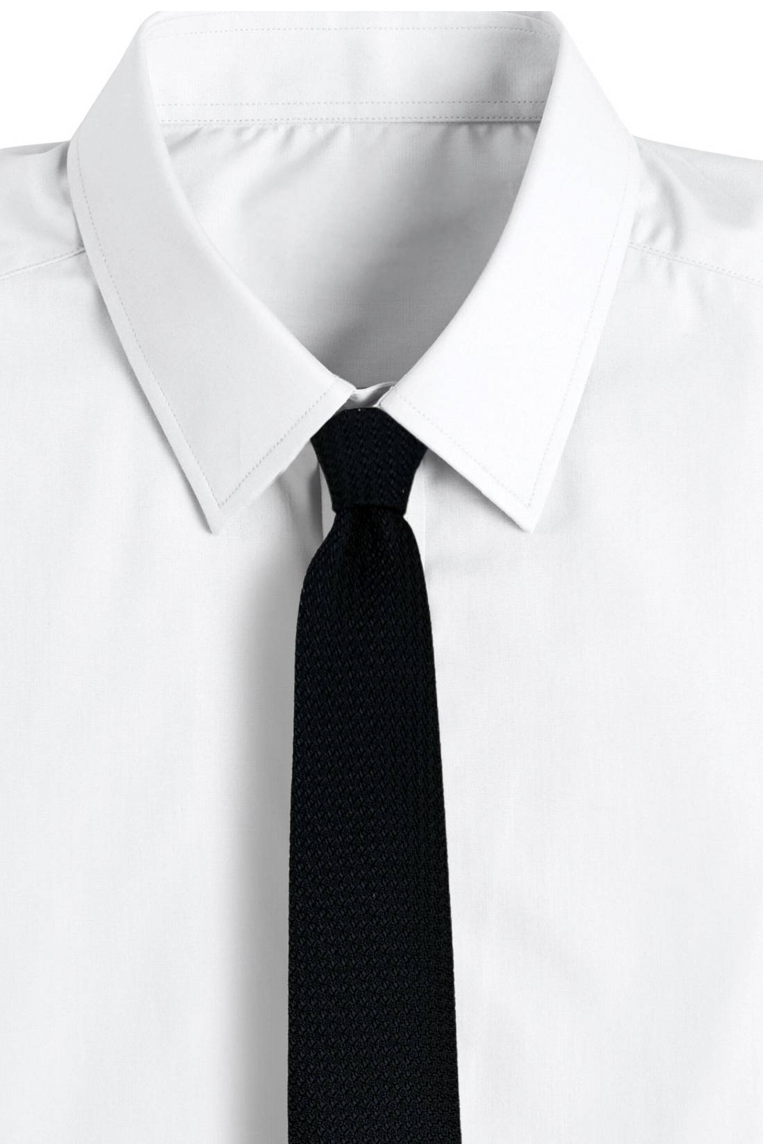 Black Solid Grenadine Silk Necktie for Men