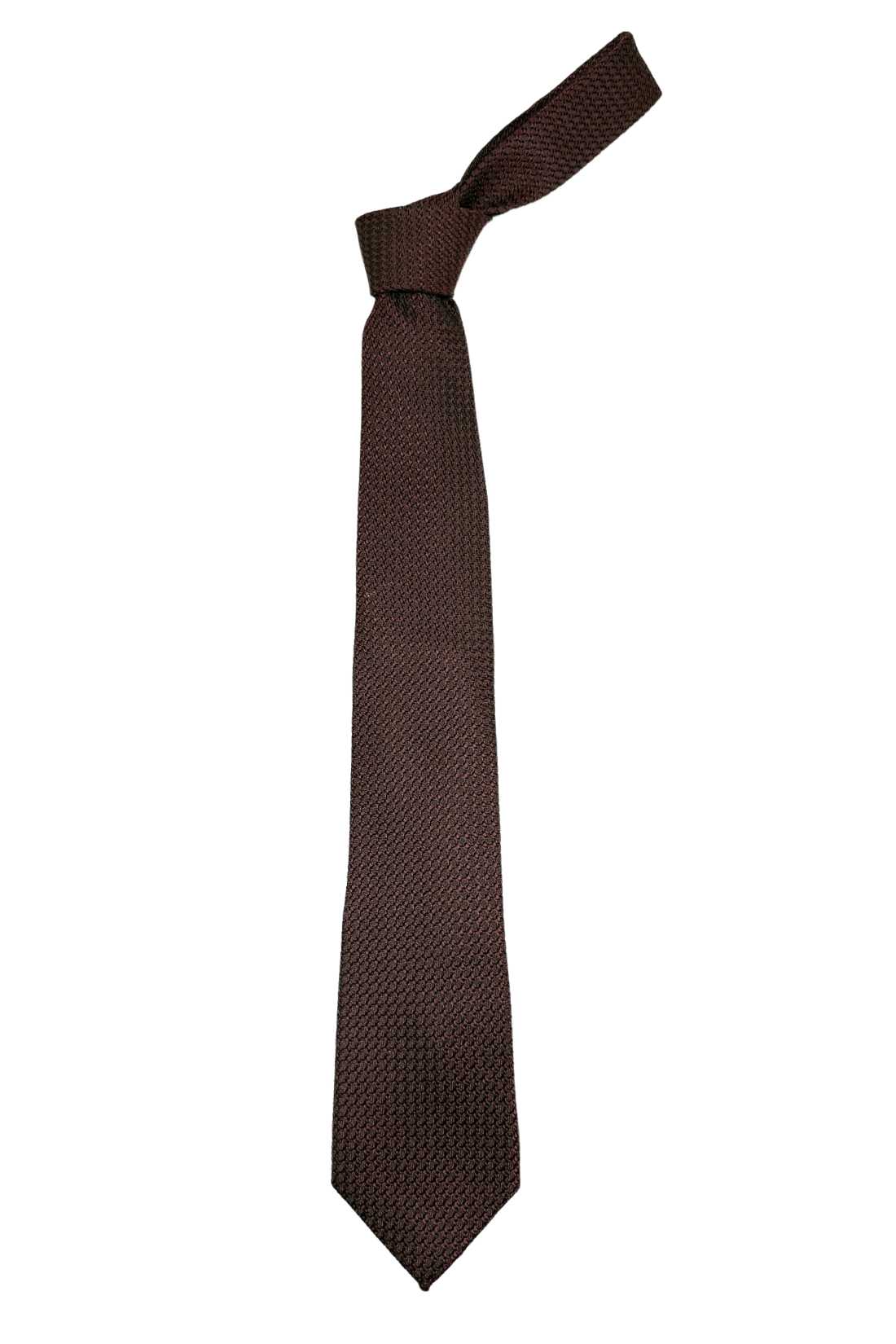 Brown Solid Grenadine Silk Necktie for Men