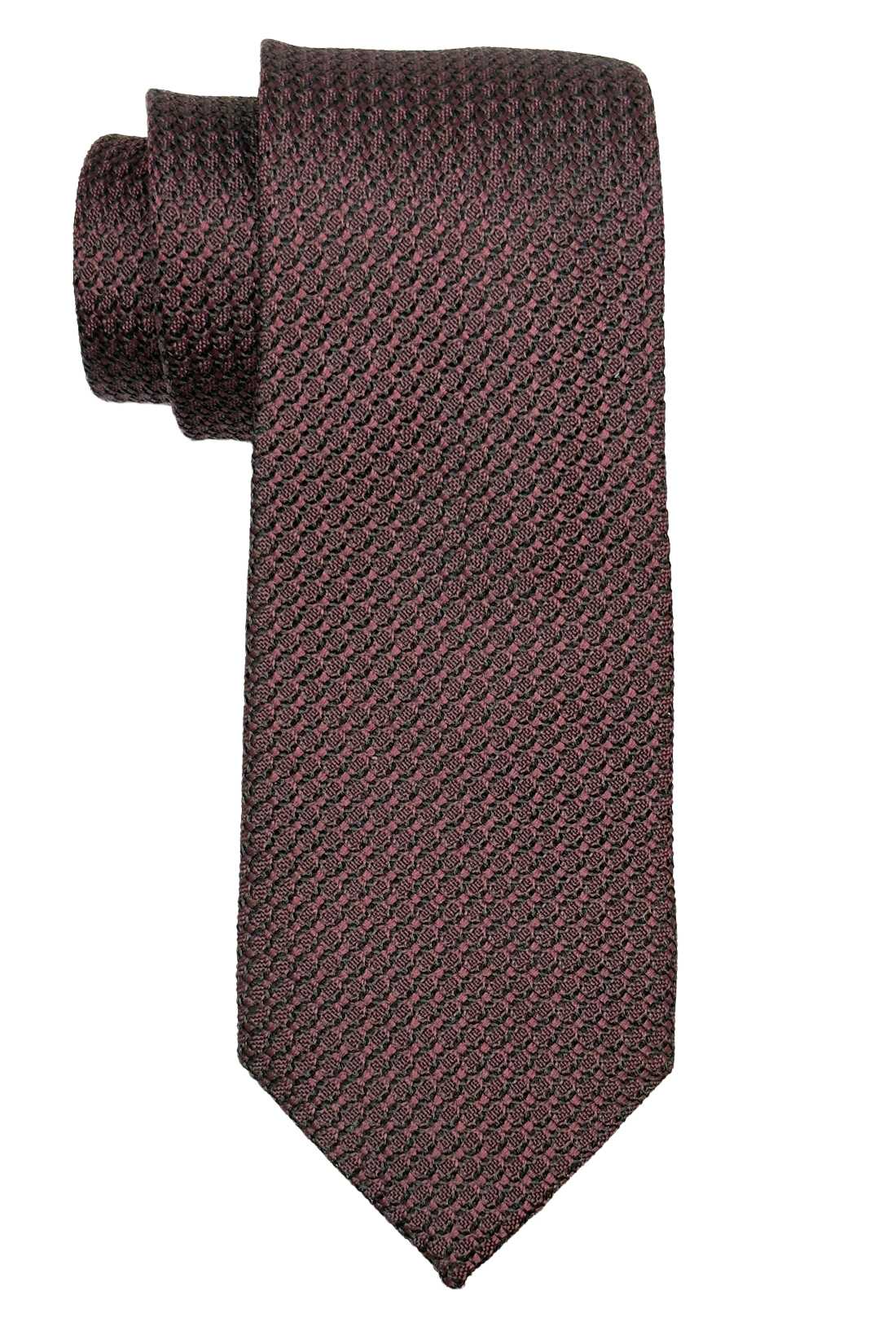 Brown Solid Grenadine Silk Necktie for Men