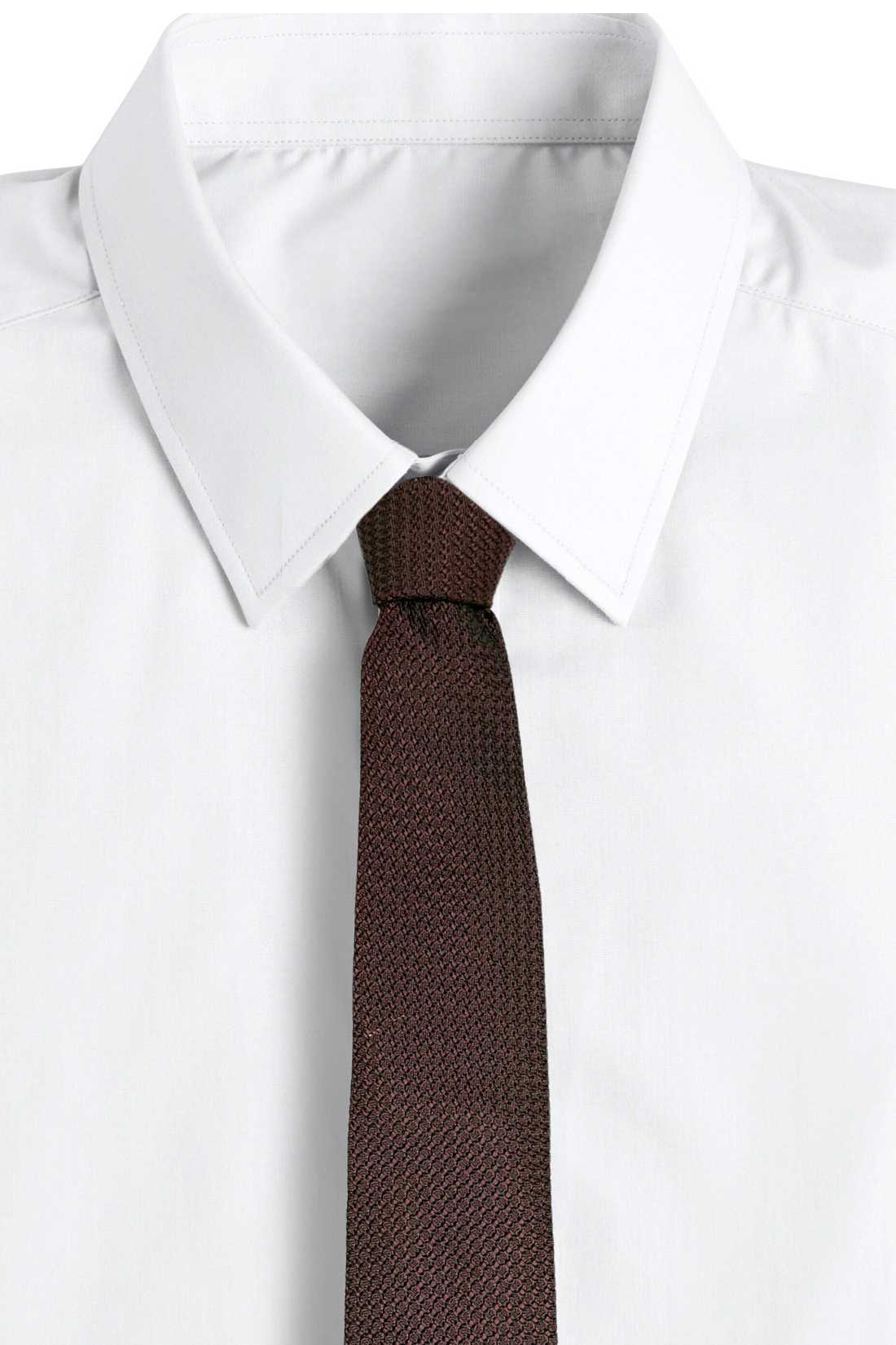 Brown Solid Grenadine Silk Necktie for Men