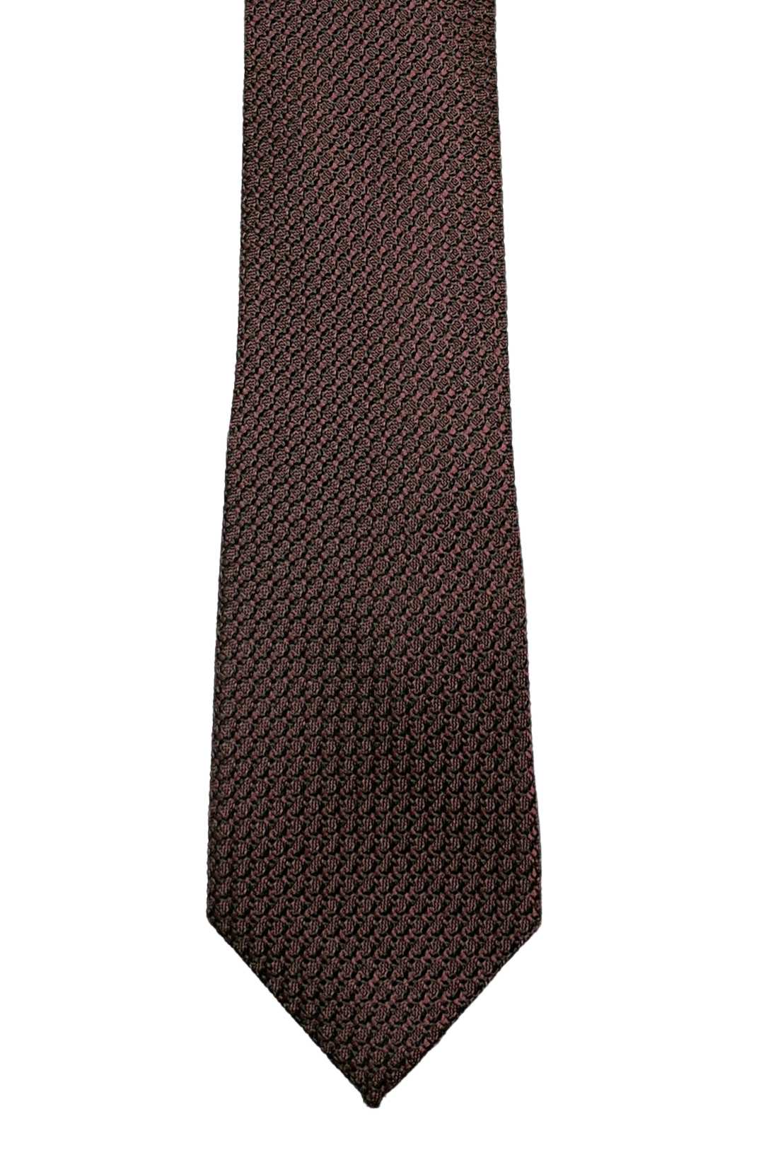 Brown Solid Grenadine Silk Necktie for Men
