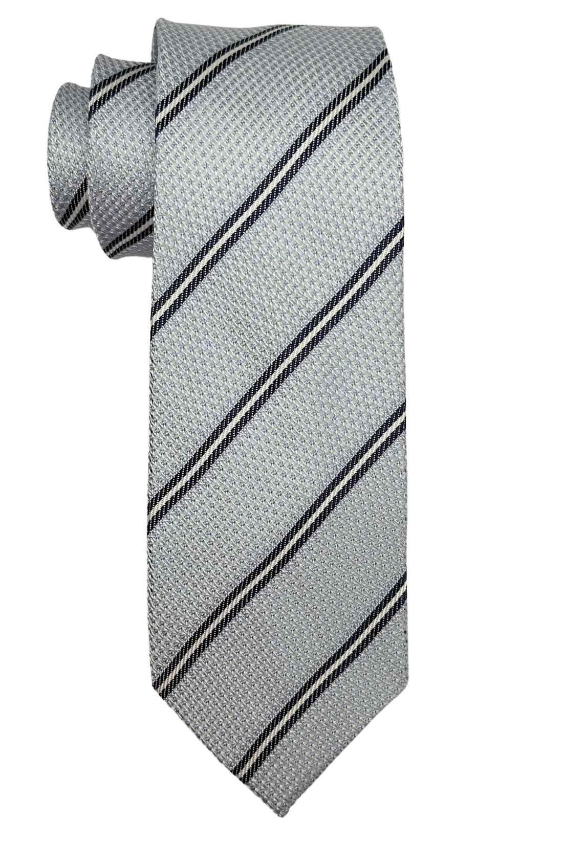Grey Striped Grenadine Silk Necktie for Men