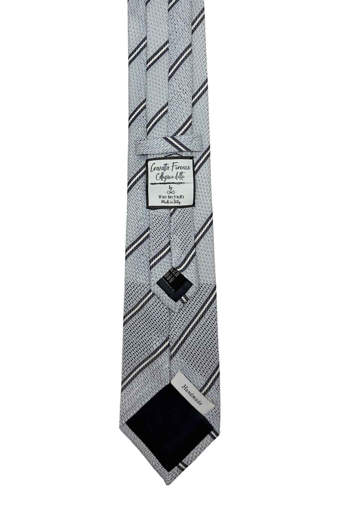 Grey Striped Grenadine Silk Necktie for Men