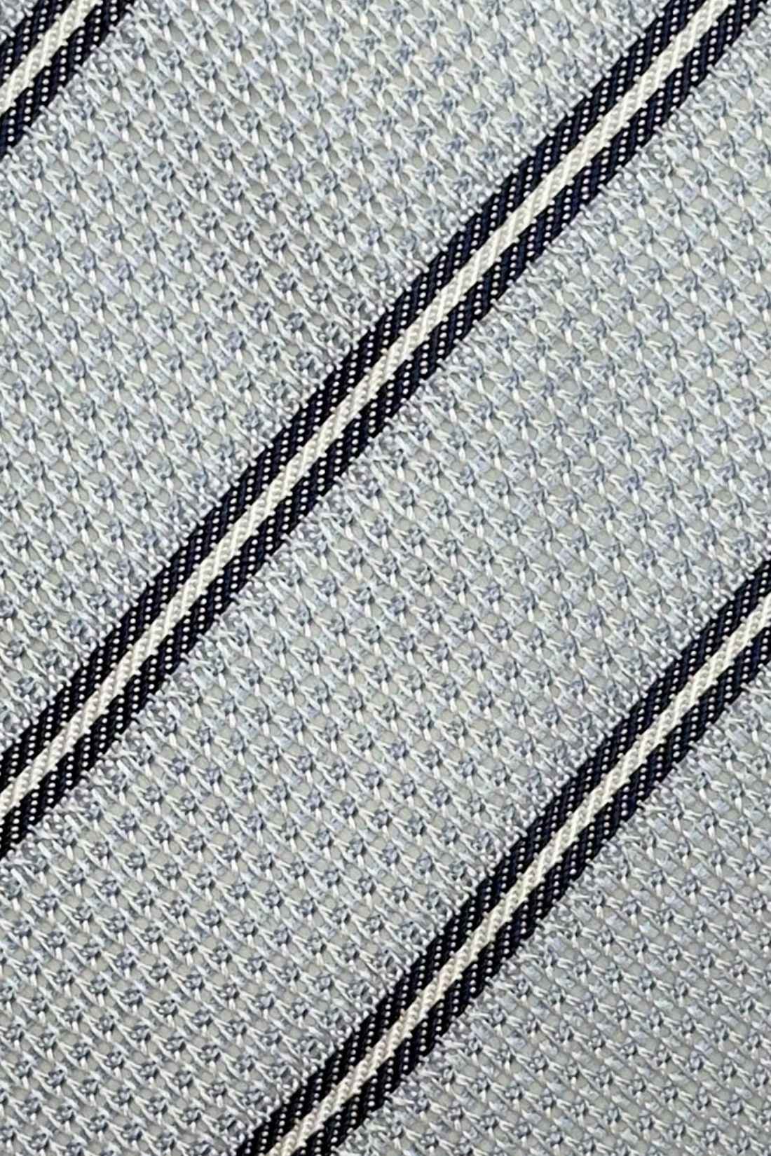 Grey Striped Grenadine Silk Necktie for Men