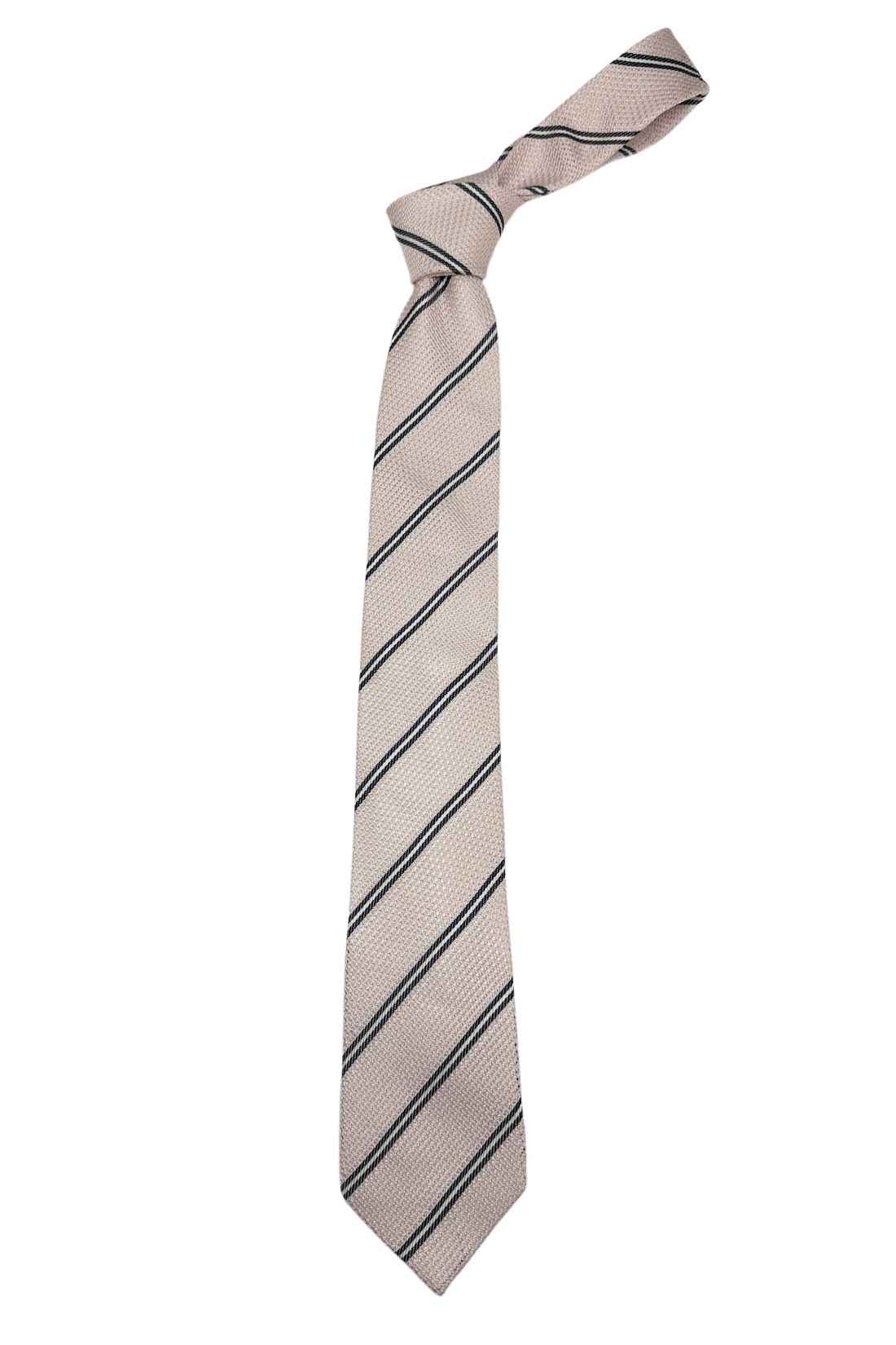 Pink Striped Grenadine Silk Necktie for Men