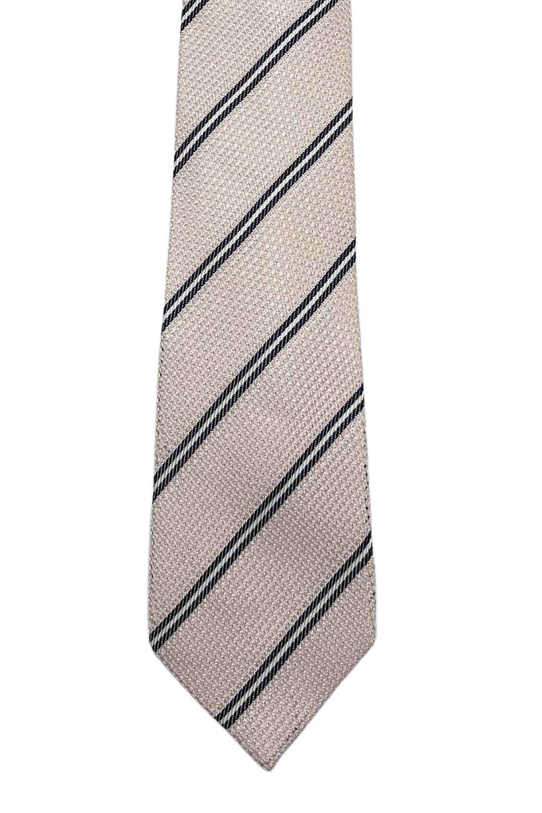 Pink Striped Grenadine Silk Necktie for Men