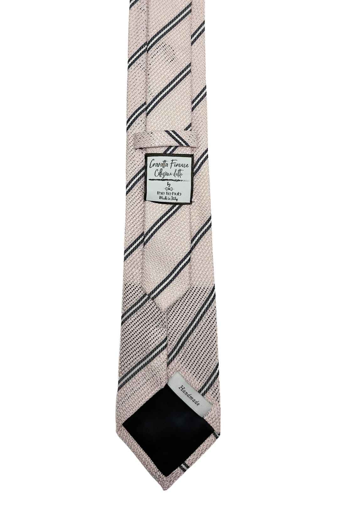 Pink Striped Grenadine Silk Necktie for Men