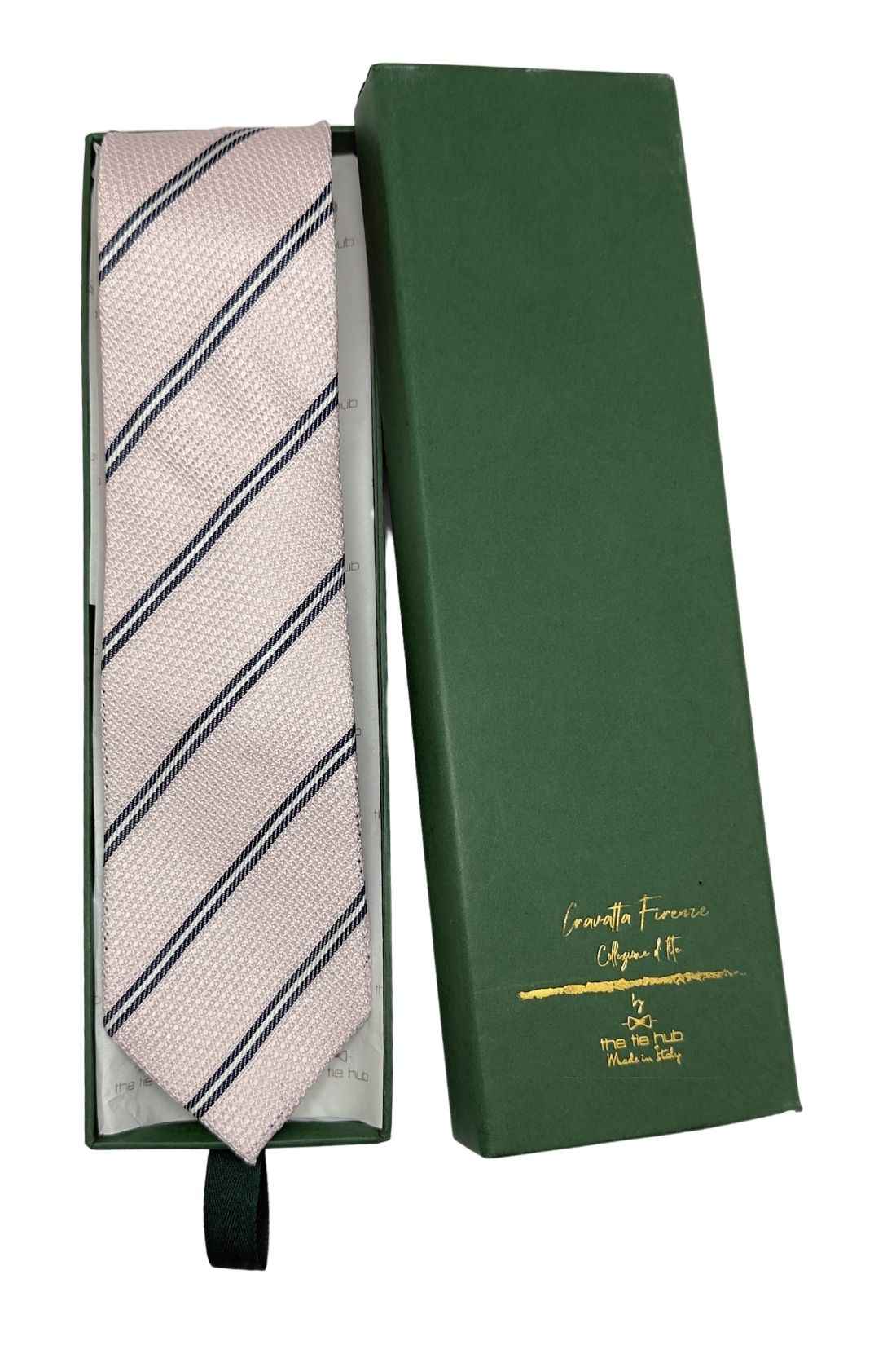 Pink Striped Grenadine Silk Necktie for Men