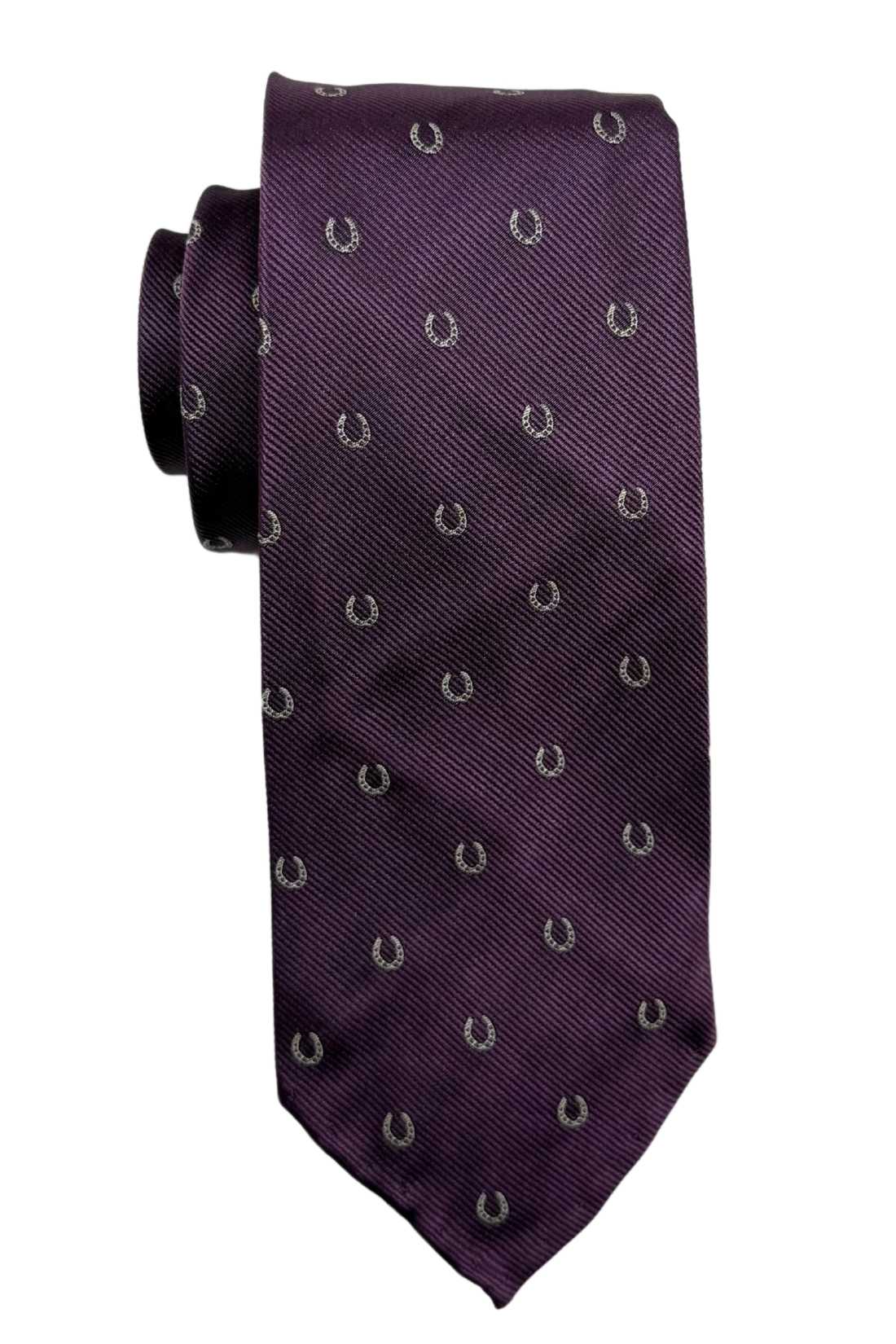 Purple Conversational Italian Silk Necktie for Men