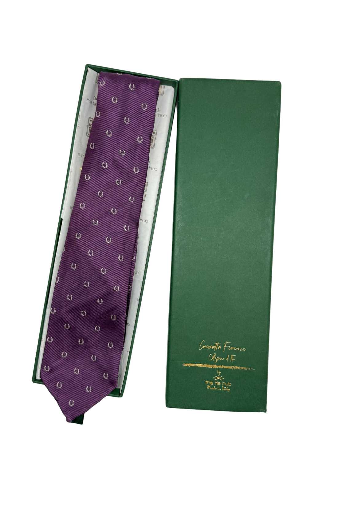Purple Conversational Italian Silk Necktie for Men