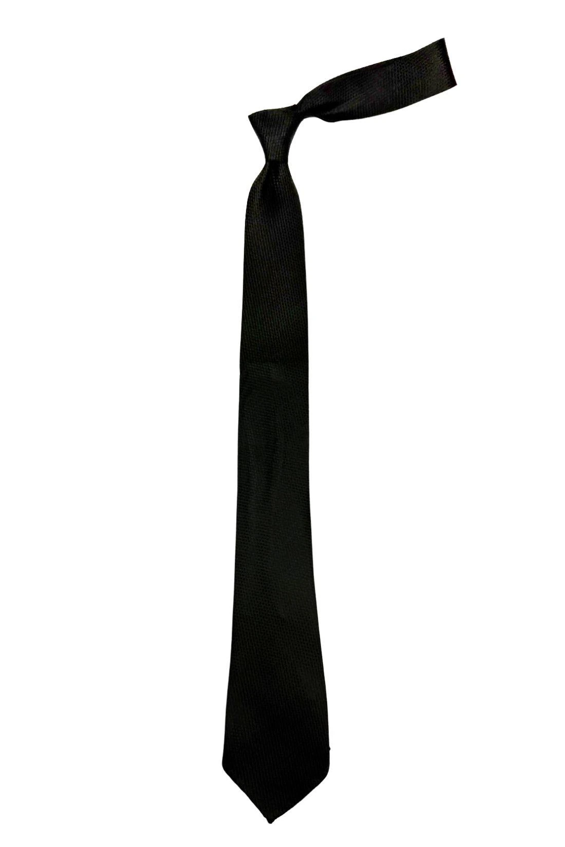 Black Solid Italian Silk Necktie for Men