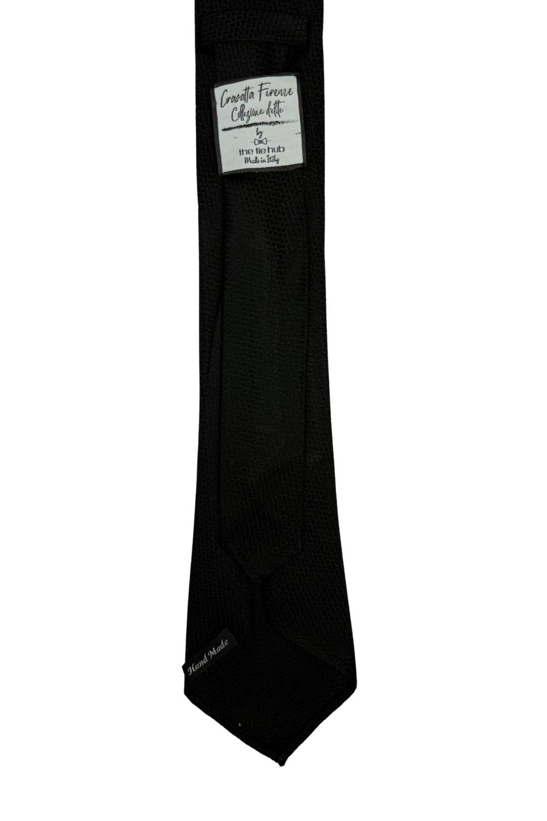 Black Solid Italian Silk Necktie for Men