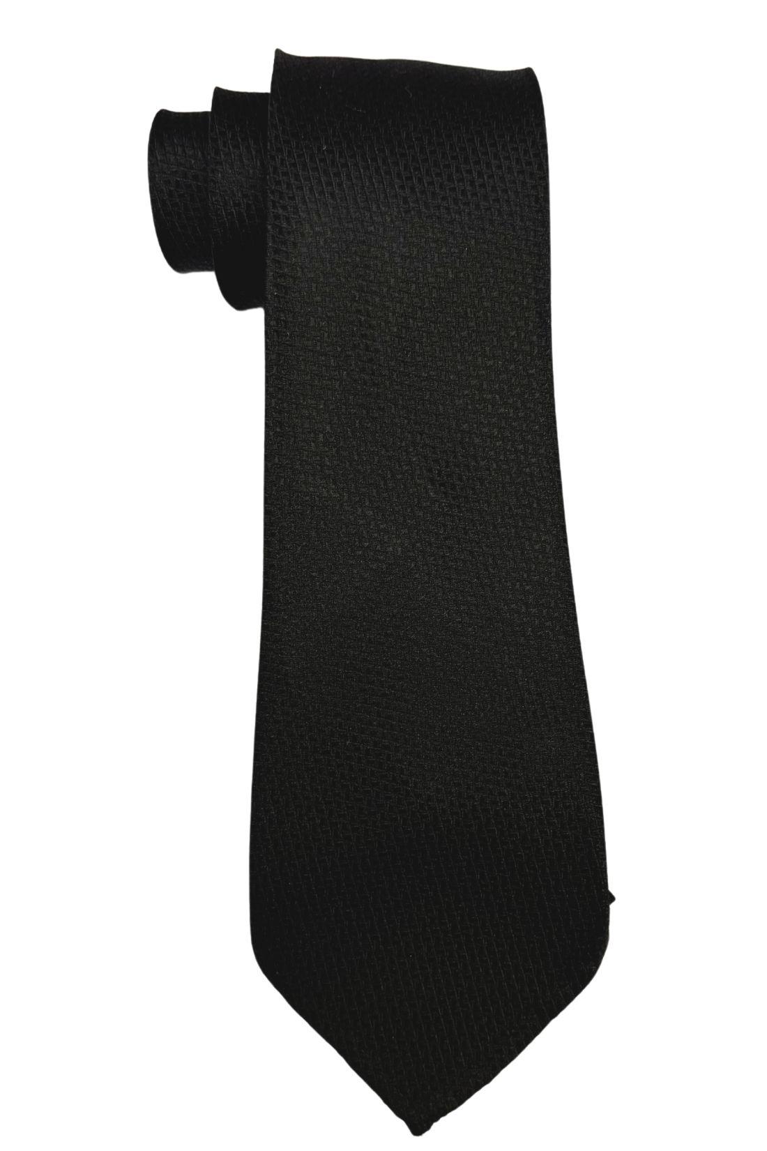 Black Solid Italian Silk Necktie for Men